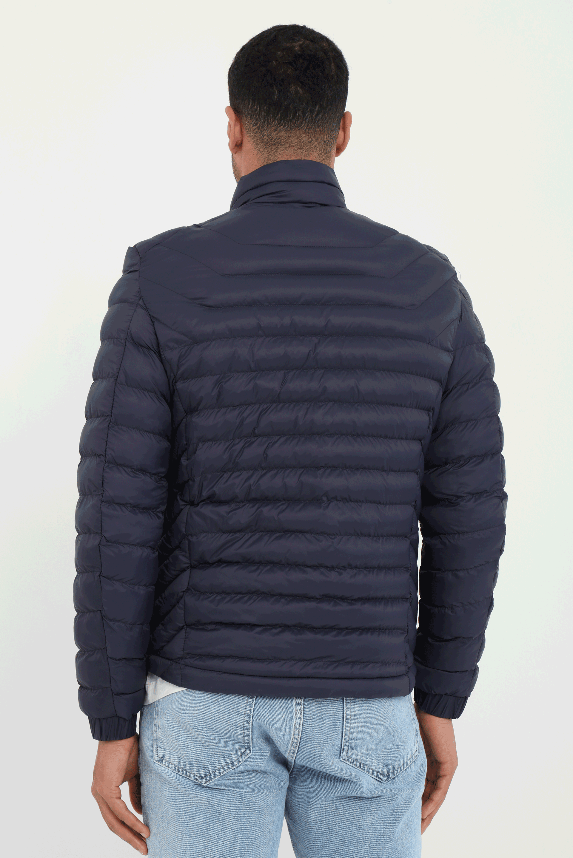 Lacivert   Kapitone Erkek Mont - Slim Fit