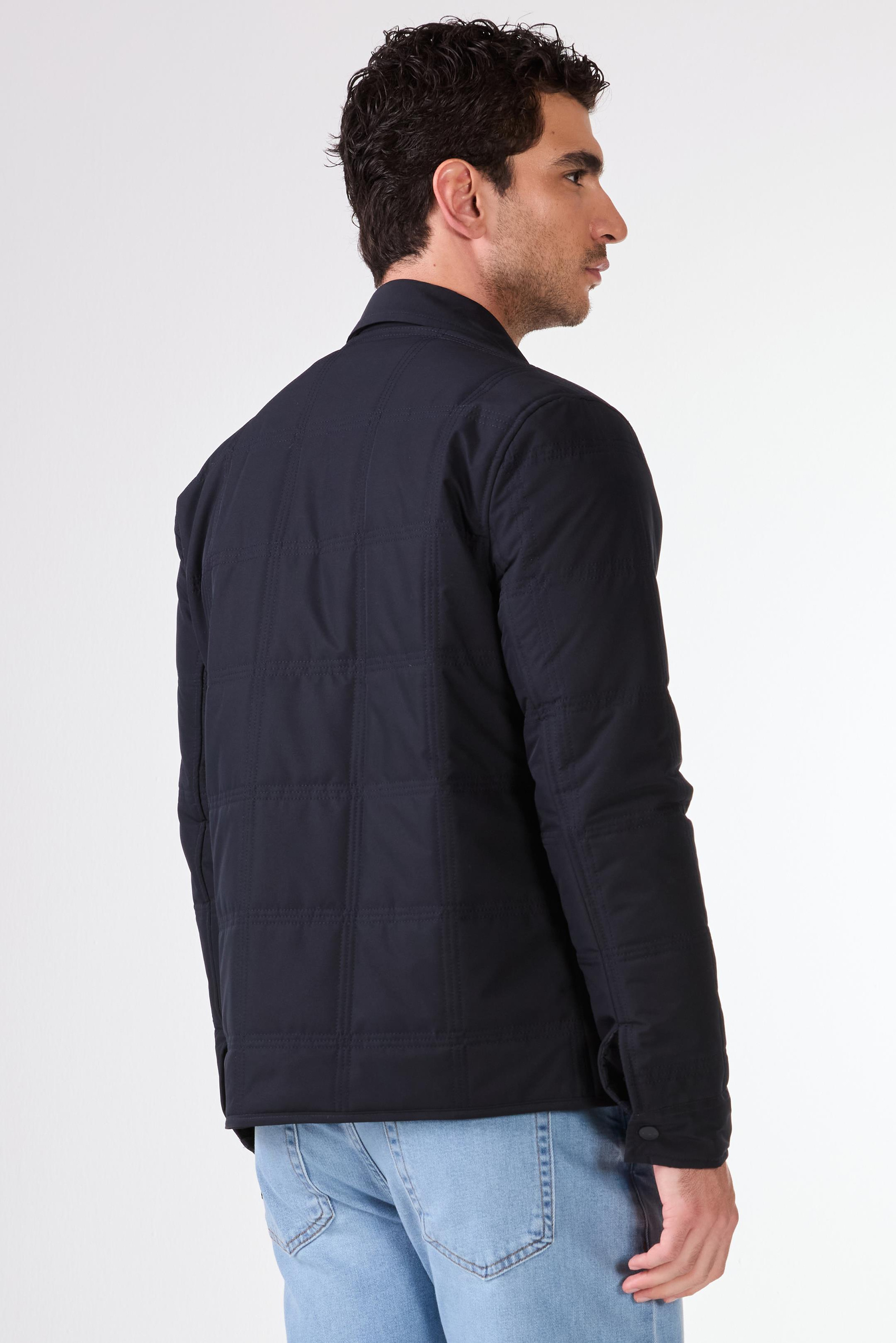 Lacivert   Kapitone Erkek Mont - Slim Fit