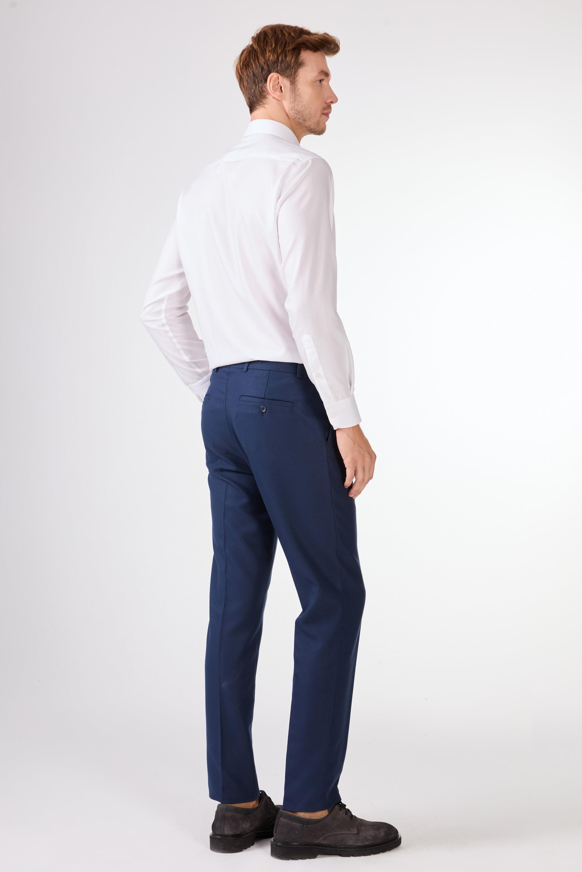 LACİVERT ÖRGÜ ÖRGÜ DESEN TAKIM ELBİSE - SLIM FIT