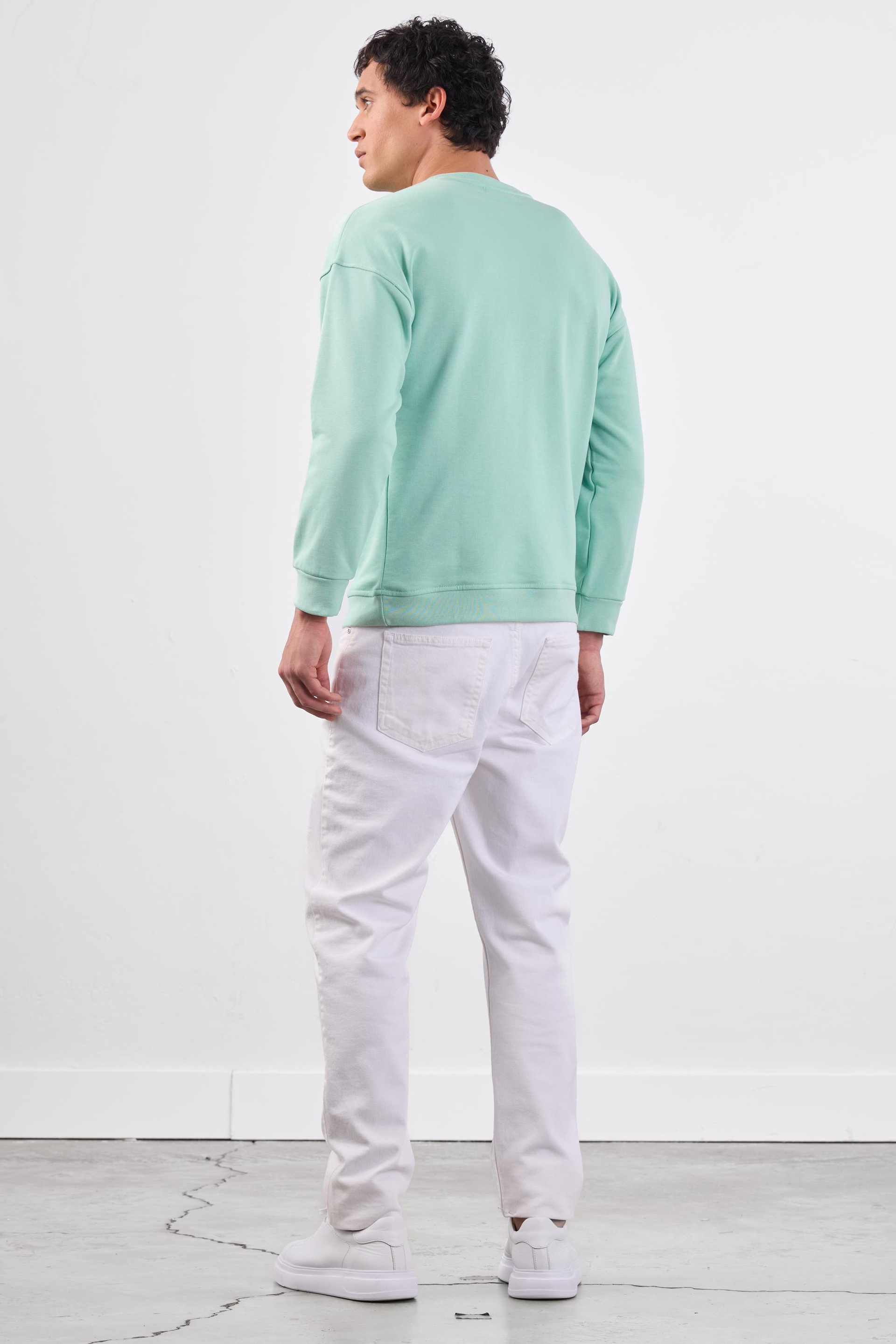 MİNT YEŞİLİ    ERKEK SWEATSHIRT - REGULAR FIT