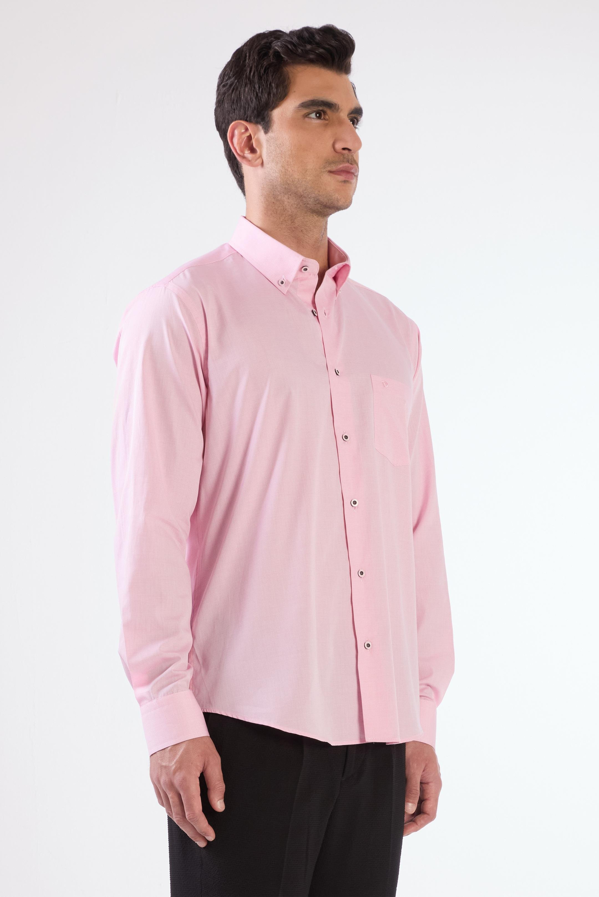 Pembe Erkek Regular Fit Kareli Brent Yaka Uzun Kol Gömlek - 102579