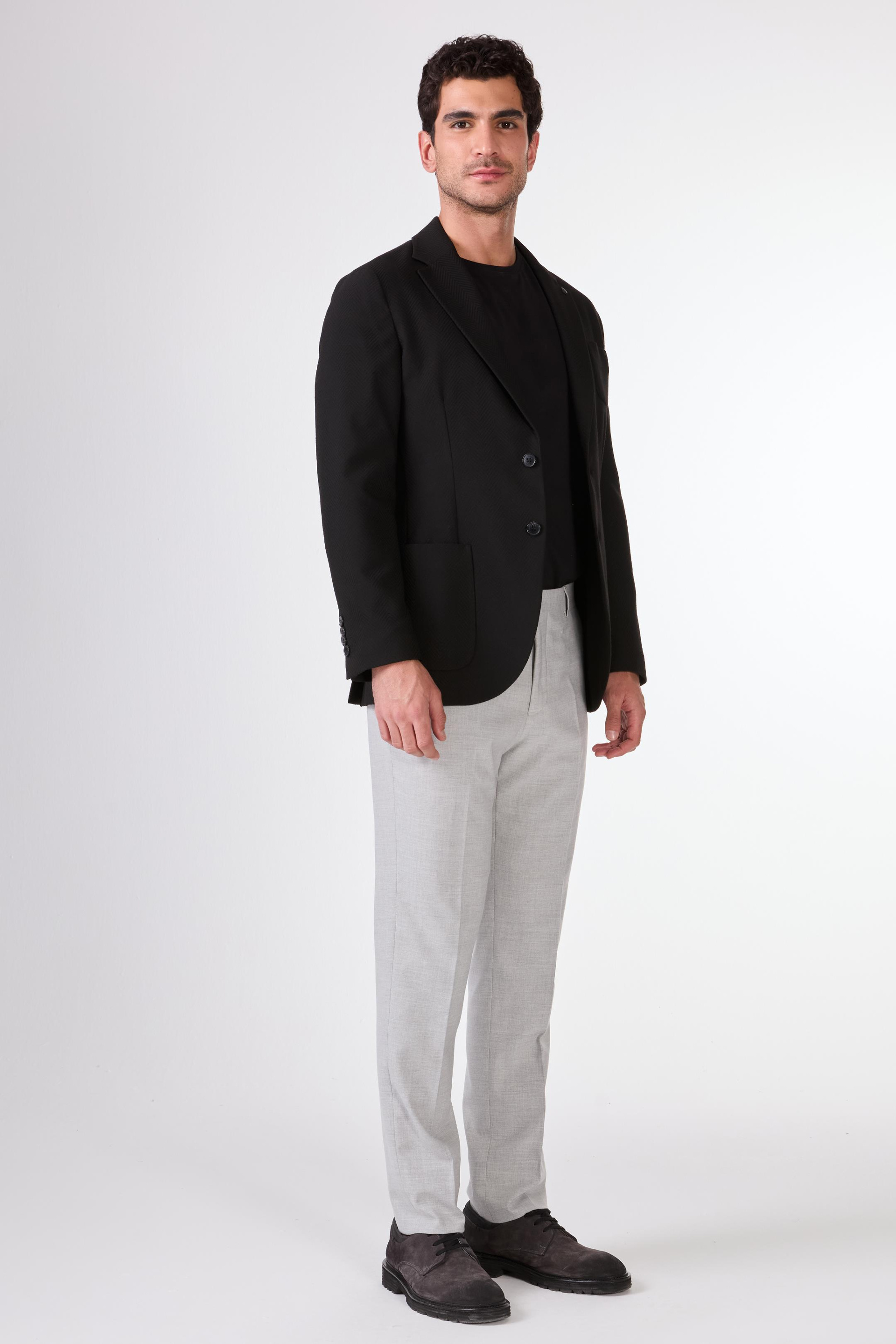 Siyah   Balıksırtı Erkek Ceket - Slim Fit