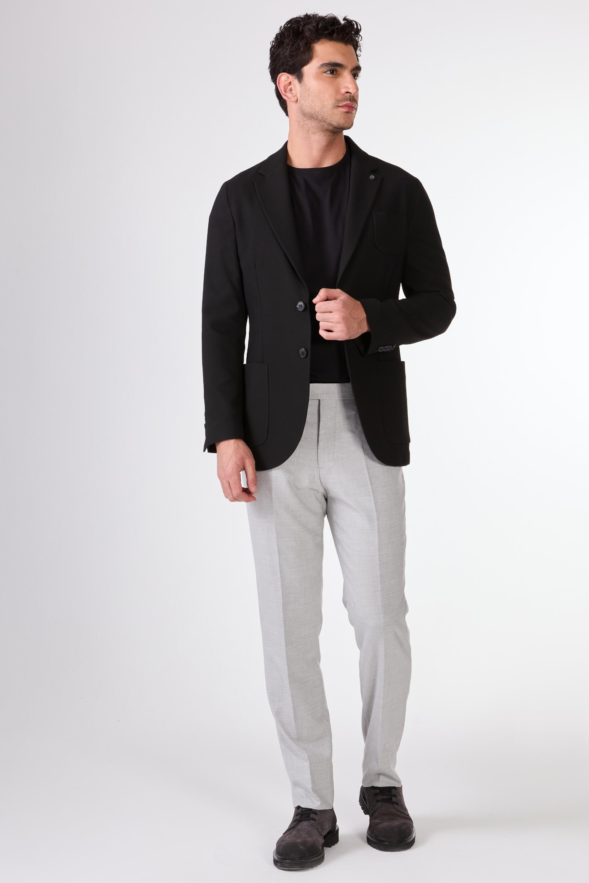 Siyah   Balıksırtı Erkek Ceket - Slim Fit