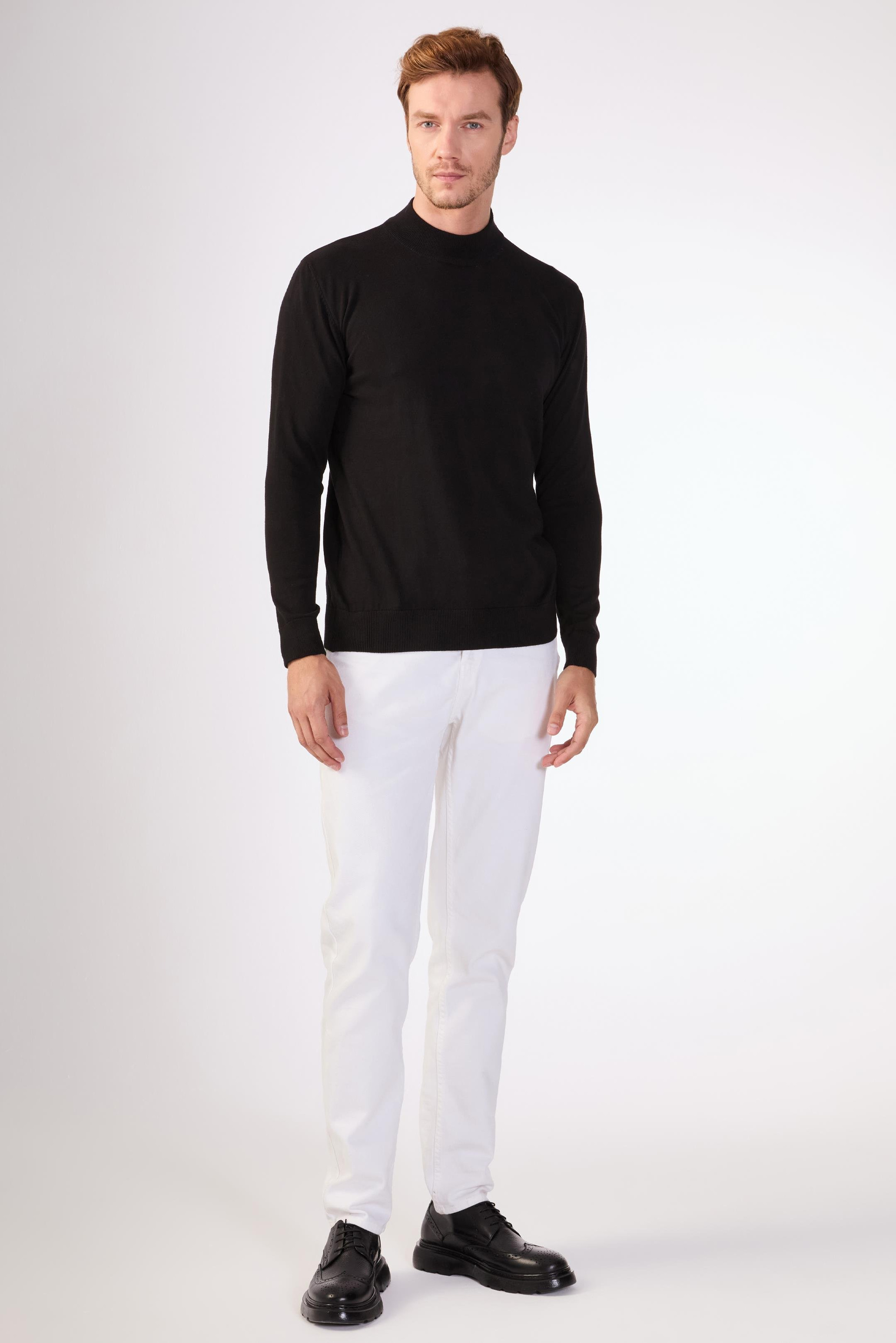 Siyah   Düz Erkek Triko - Slim Fit