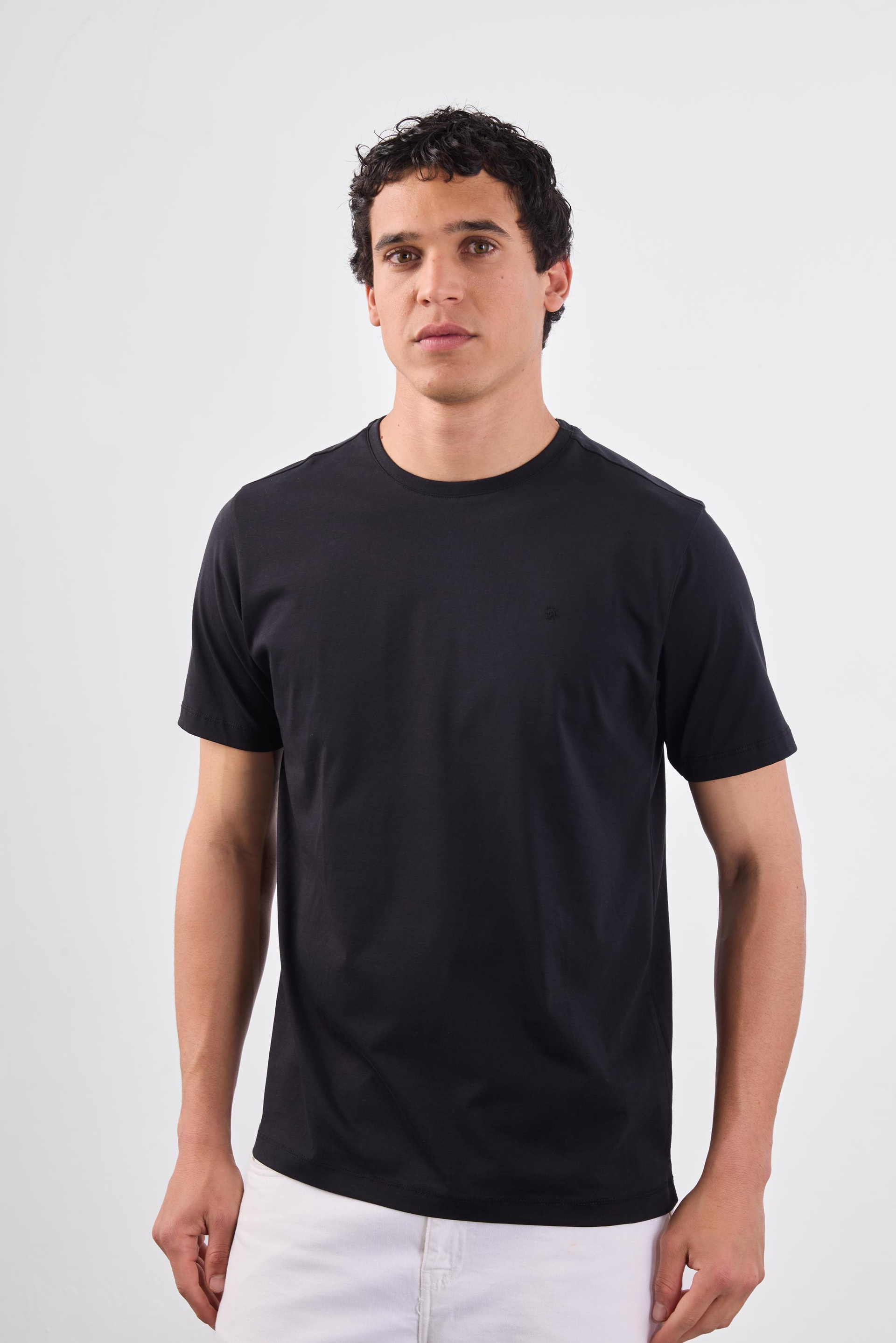 SİYAH   DÜZ ERKEK TSHIRT - SLIM FIT