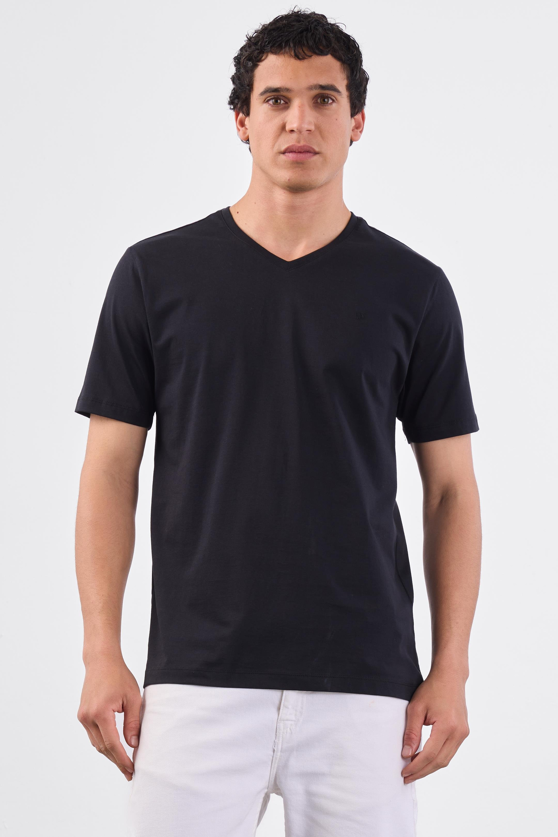 SİYAH   DÜZ ERKEK TSHIRT - SLIM FIT