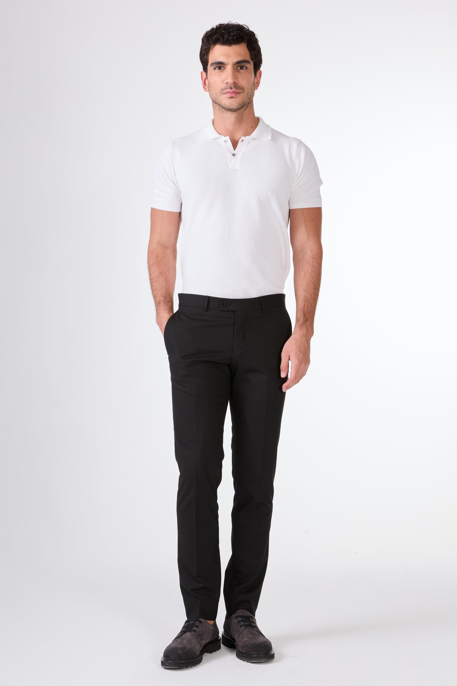 Siyah Erkek Slim Fit Düz Pantolon - 103924