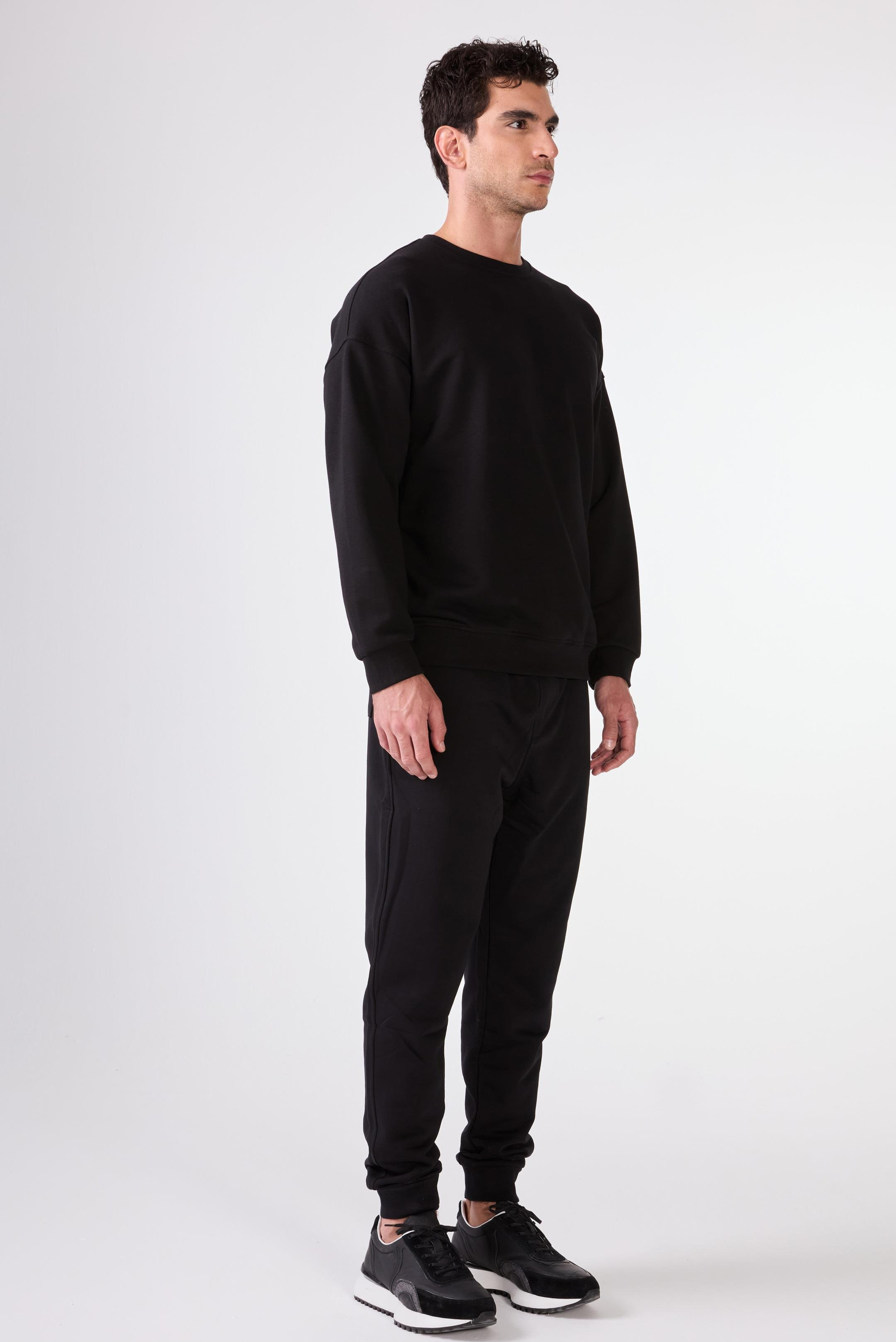 Siyah    Erkek Sweatshırt - Regular Fit