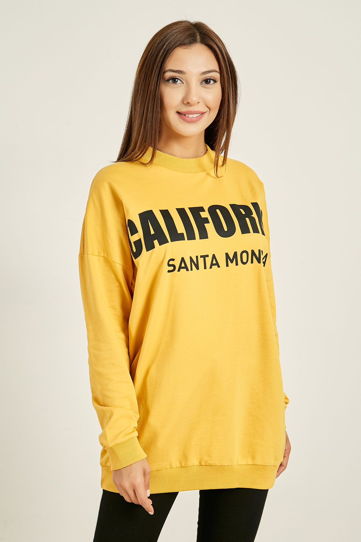 Tunic Letters Letter Printed Tunic Sweat - MUSTARD