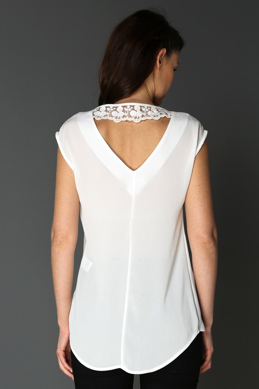 237-1049 ARKASI DANTEL DETAYLI BLUZ