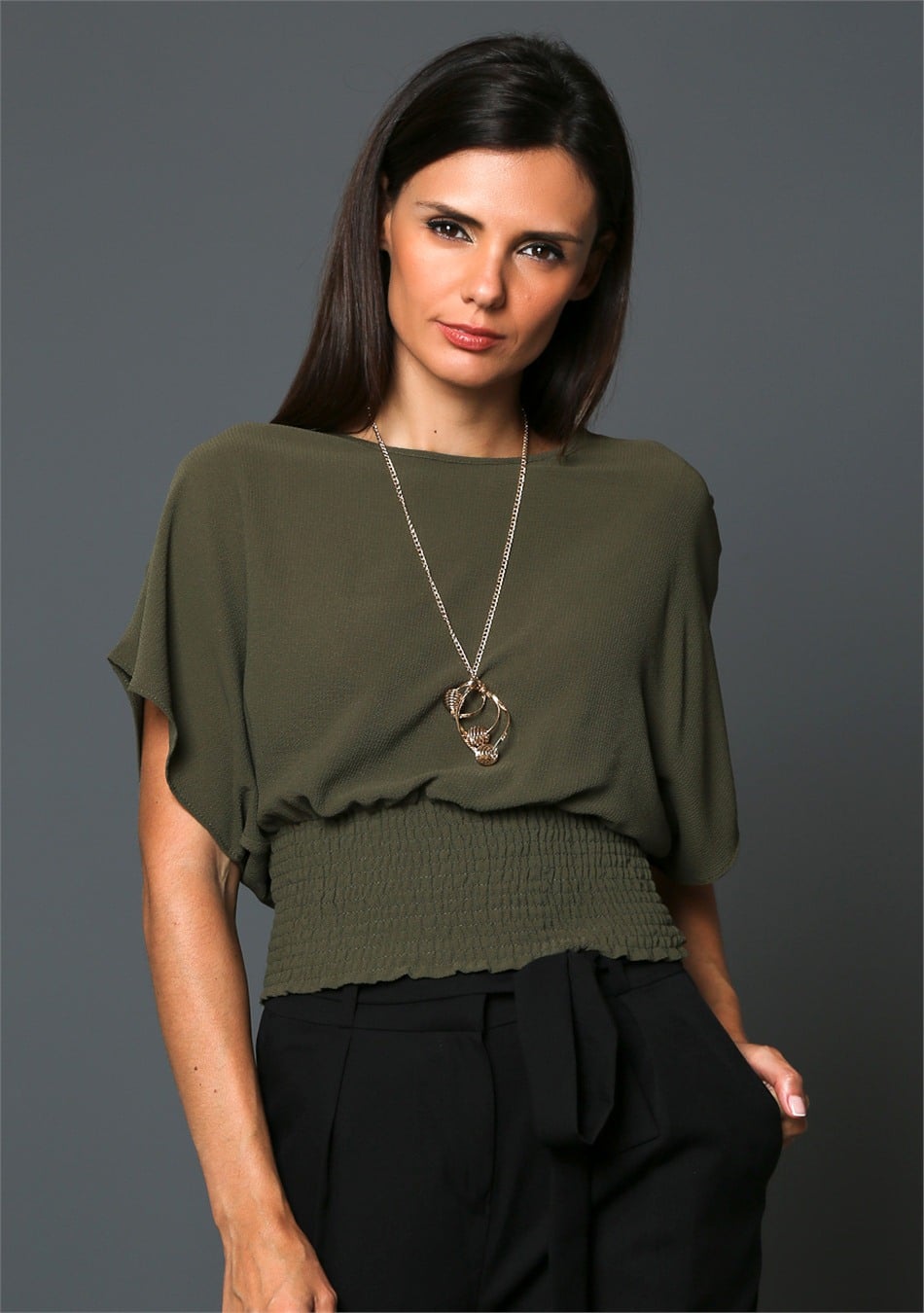 375-1135 GİPELİ YARASA KOL BLUZ