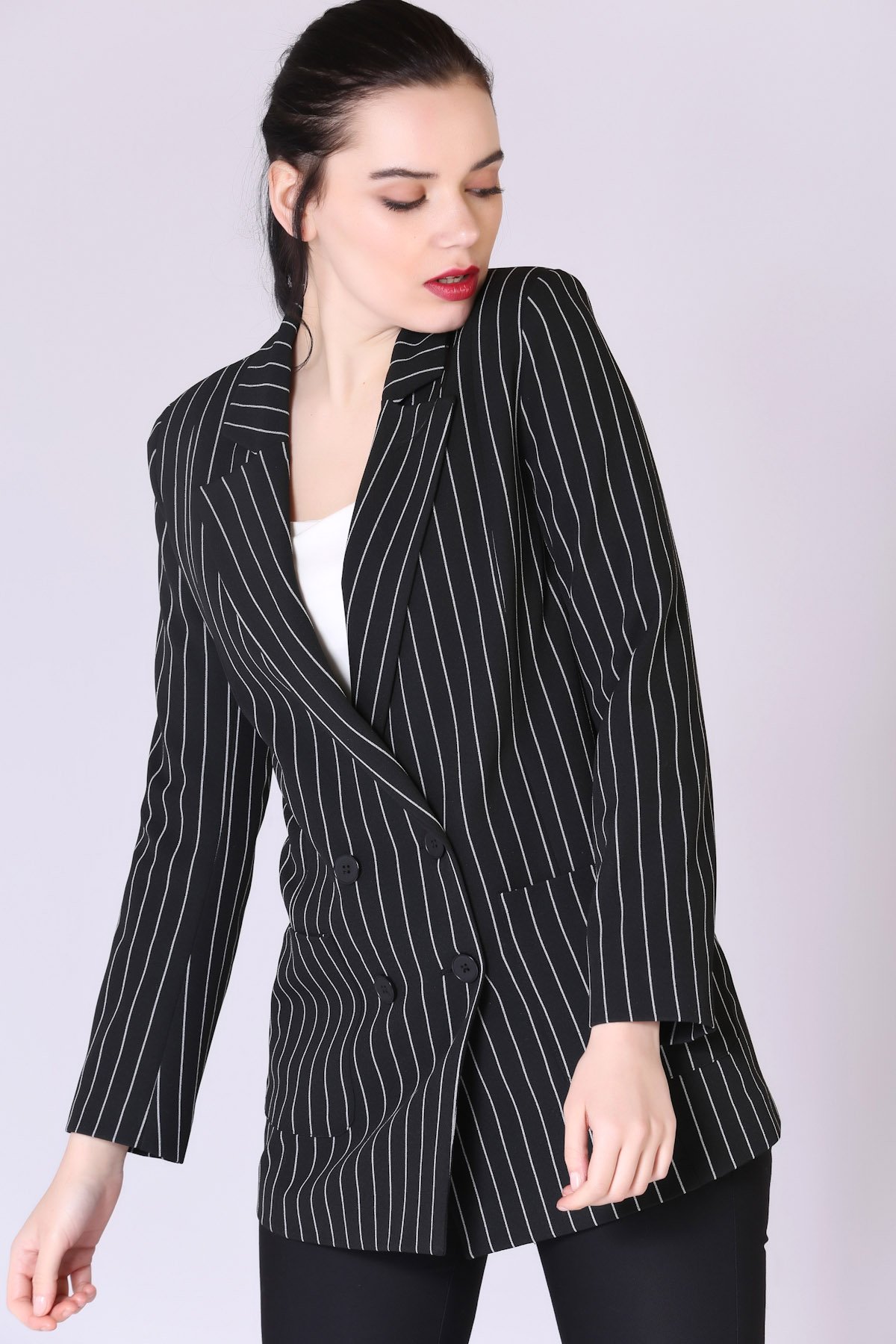 133-50524 ÇİZGİLİ BLAZER CEKET