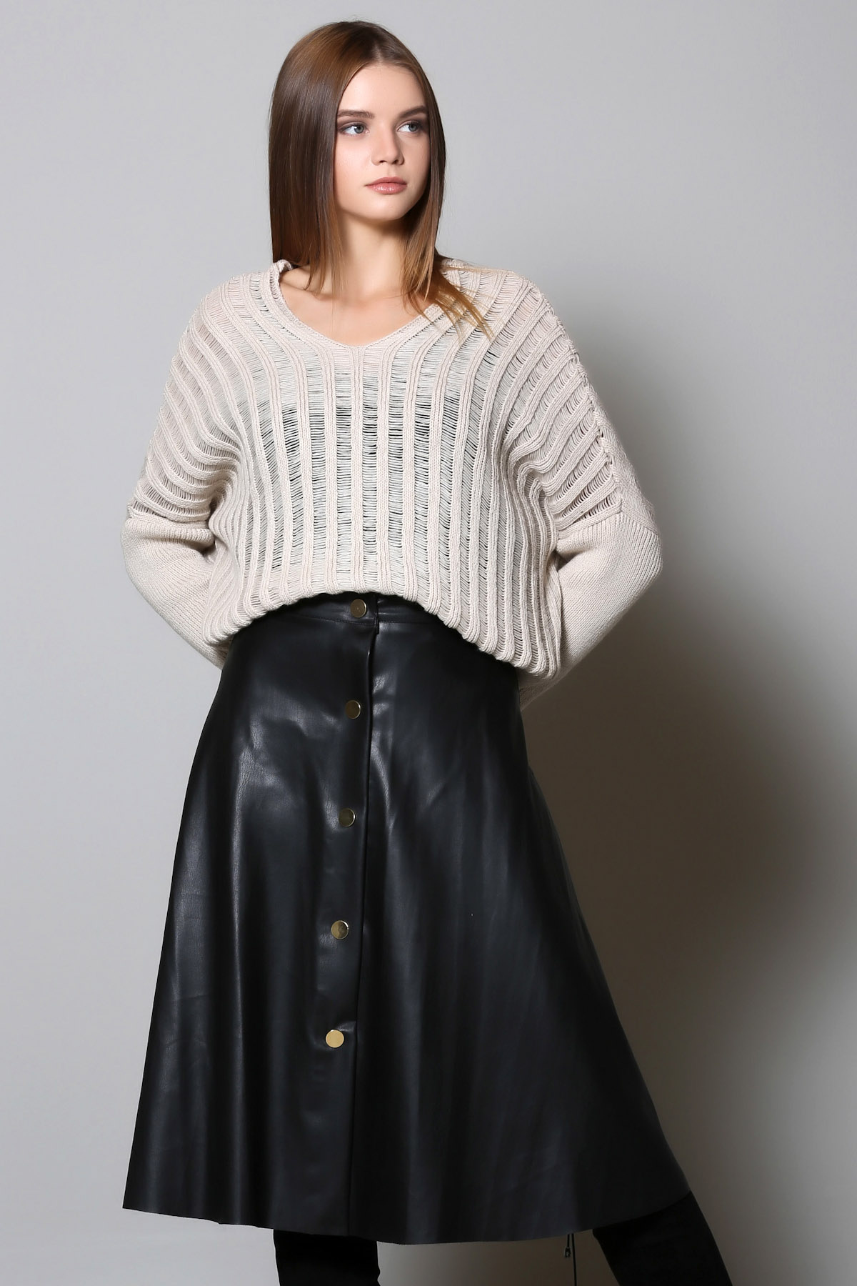 107-7645 KLOŞ DÜĞMELİ ETEK