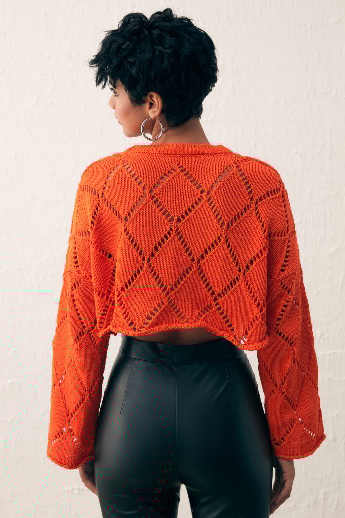 Ajurlu Crop Triko - ORANJ