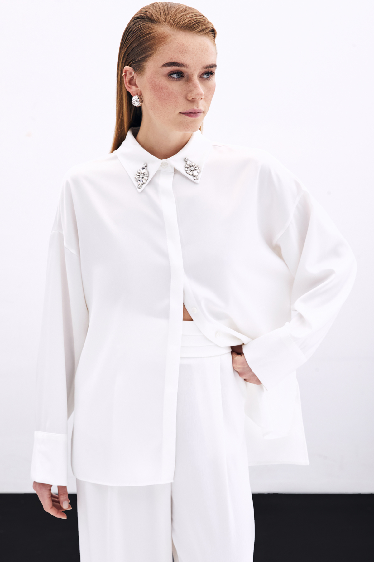 Aksesuar Detaylı Gömlek - Ekru