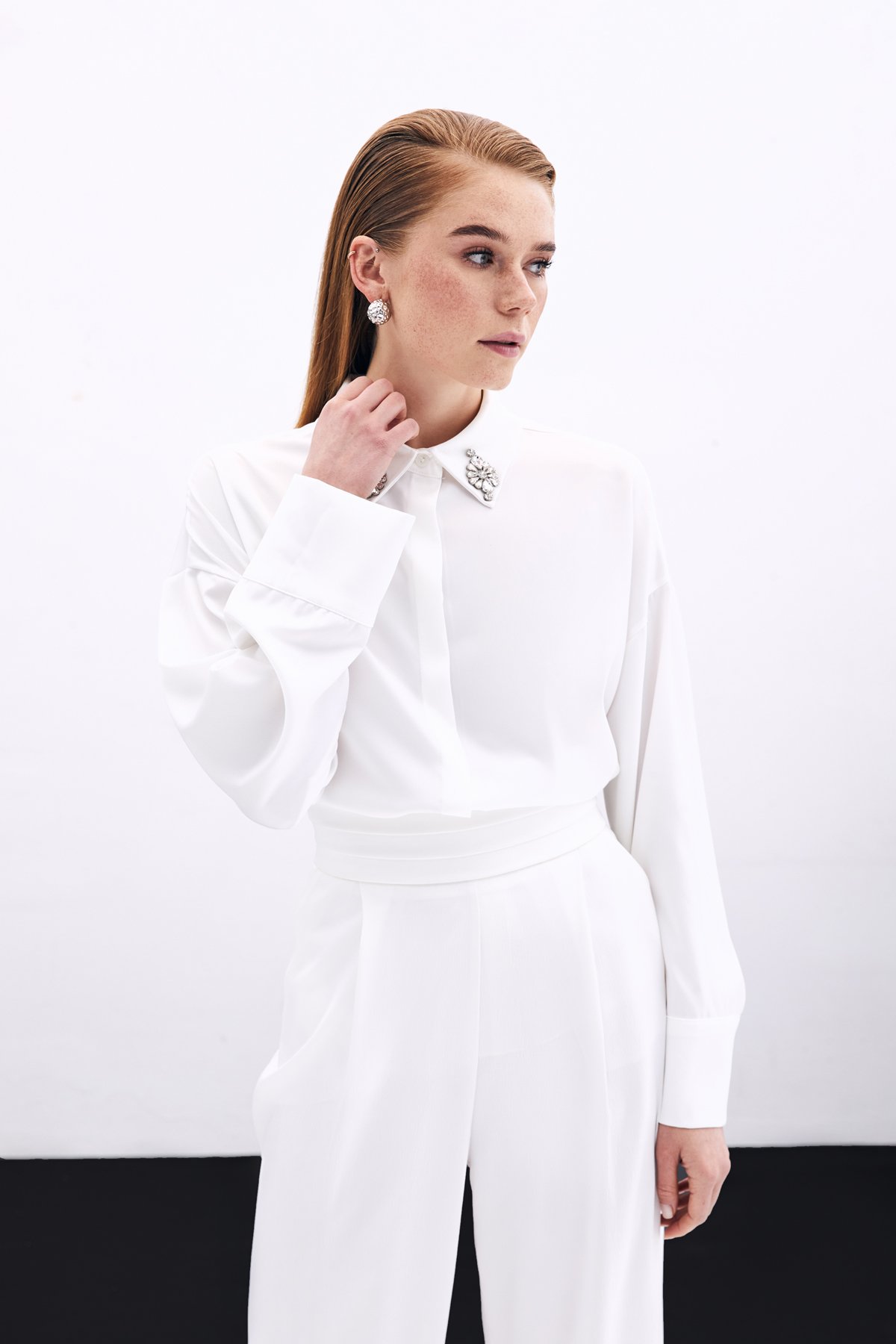 Aksesuar Detaylı Gömlek - Ekru