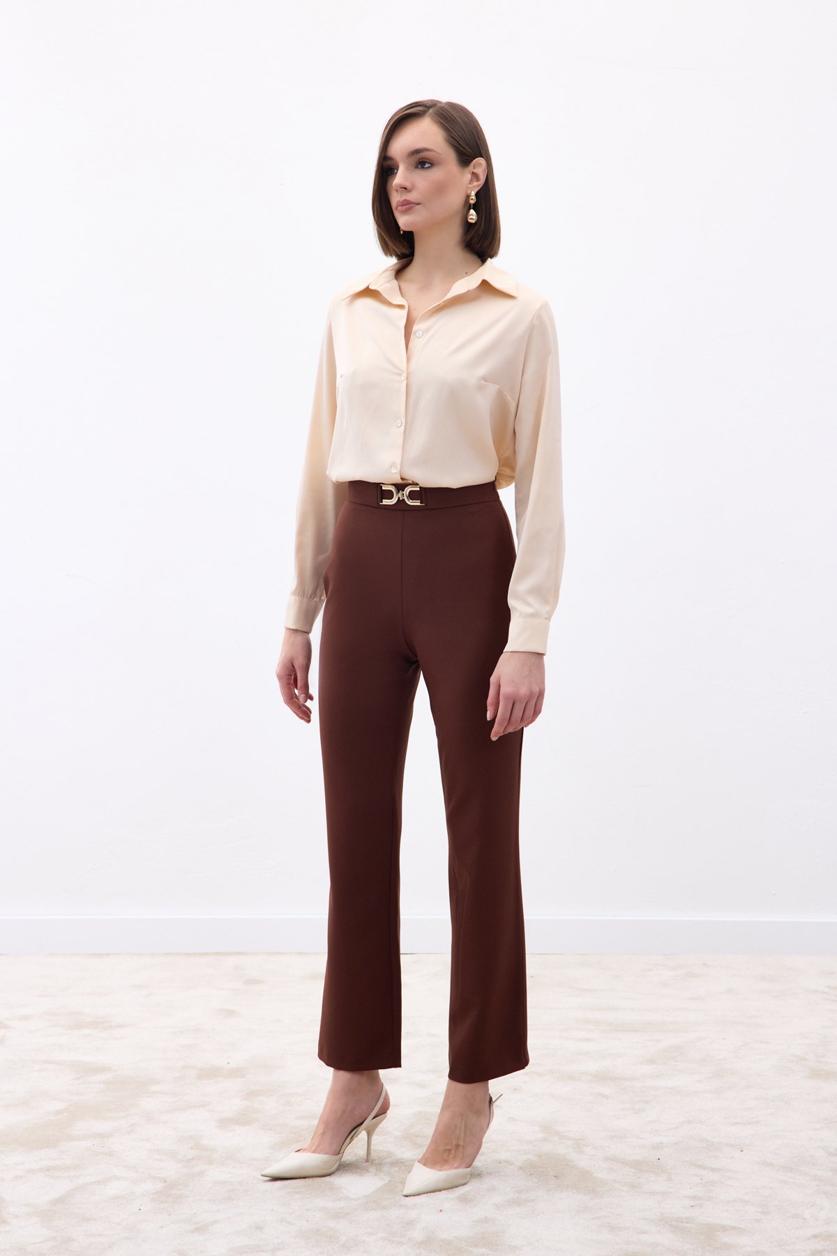 Aksesuar Detaylı Pantolon - Kahve