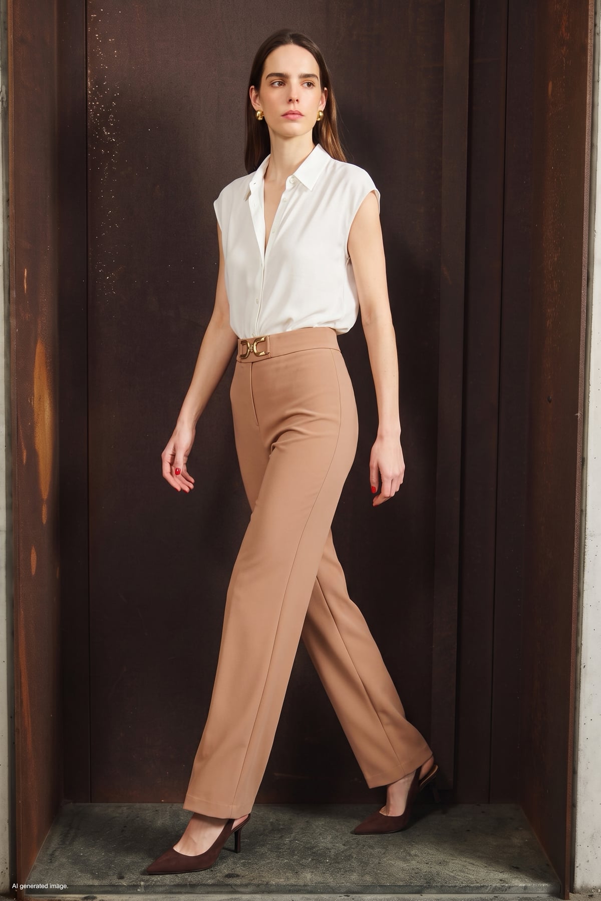Accessory Detailed Trousers - Dark beıge
