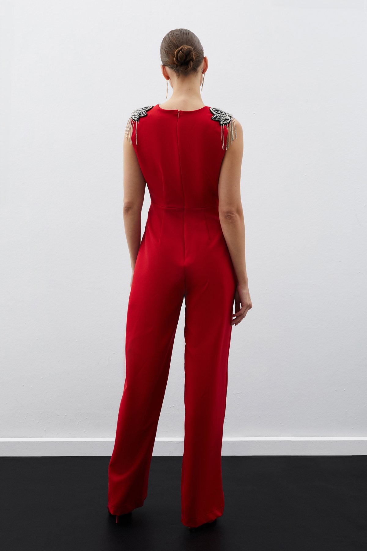 Accessory Detailed Jumpsuit - RED