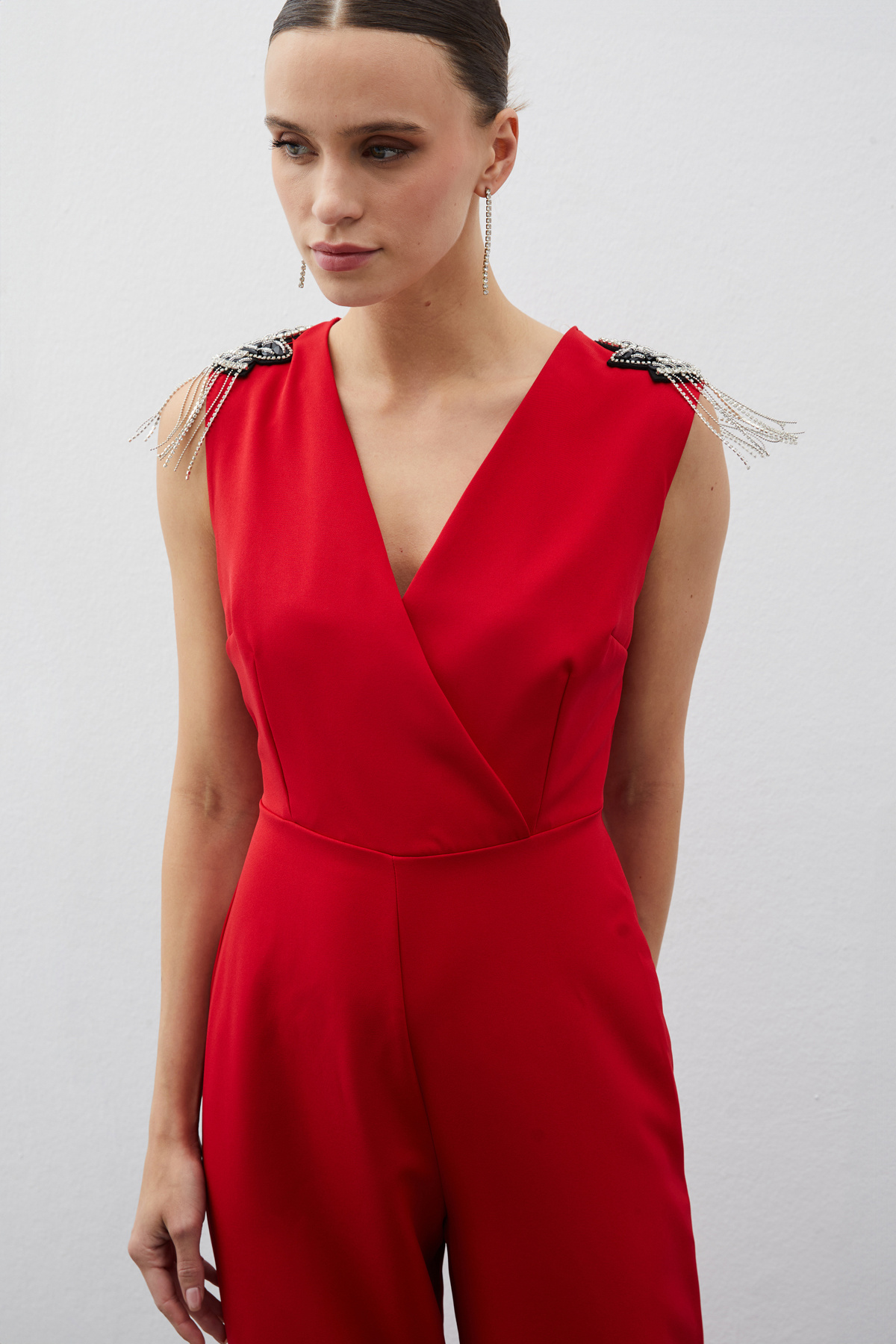 Accessory Detailed Jumpsuit - RED