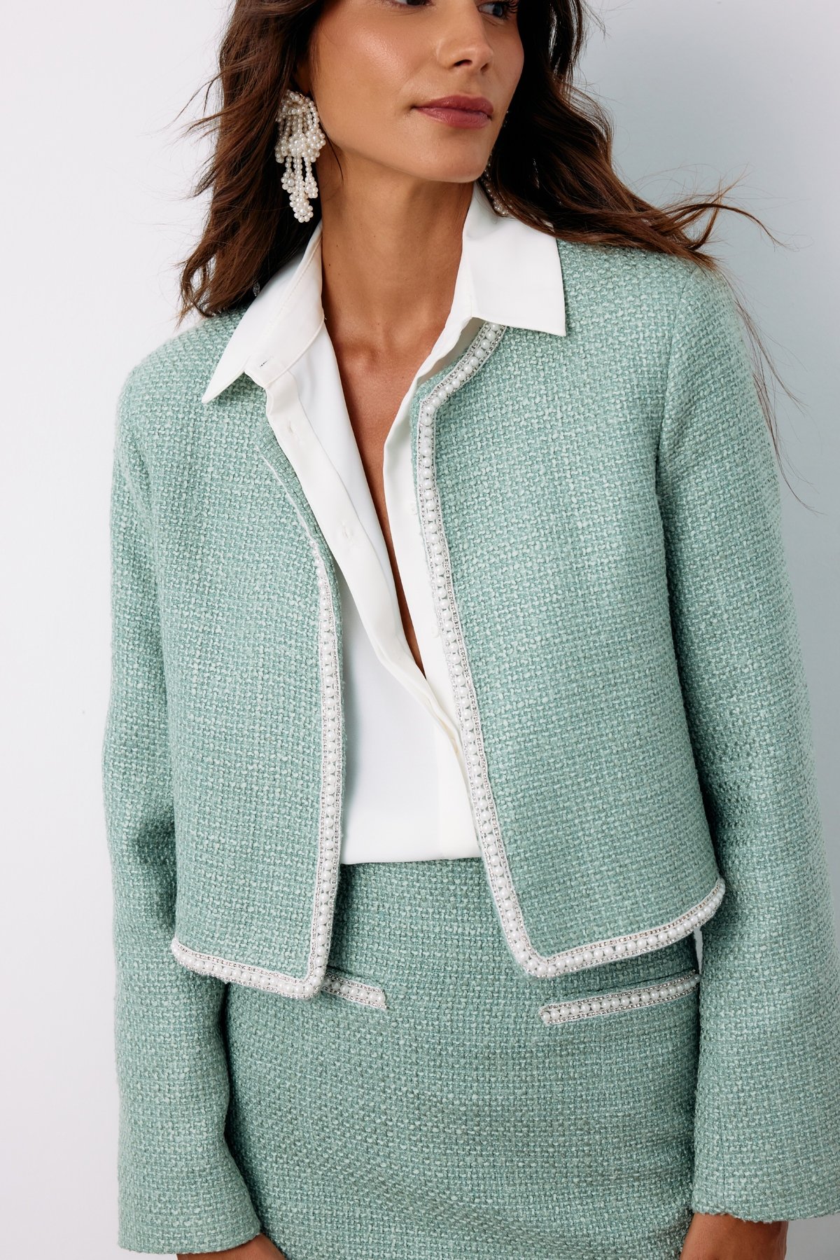 Tweed Jacket with Accessory Detail - MINT