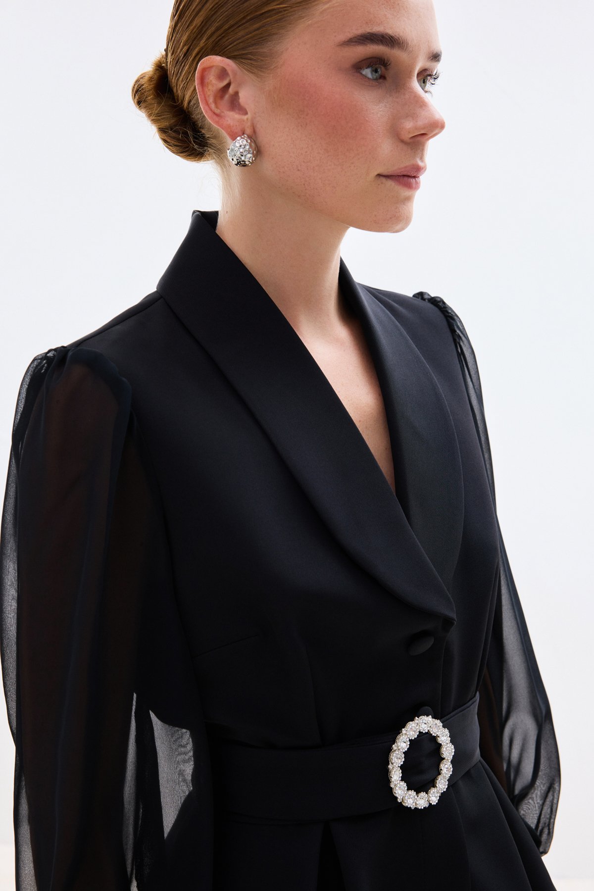 Aksesuar Kemerli Bluz - Siyah