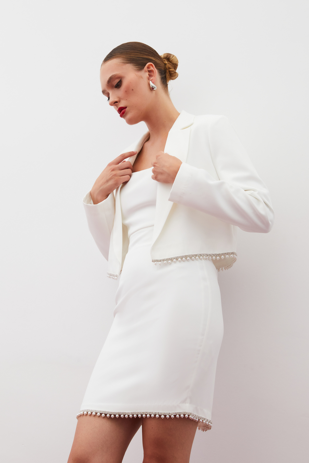 Aksesuarlı Kısa Ceket - EKRU