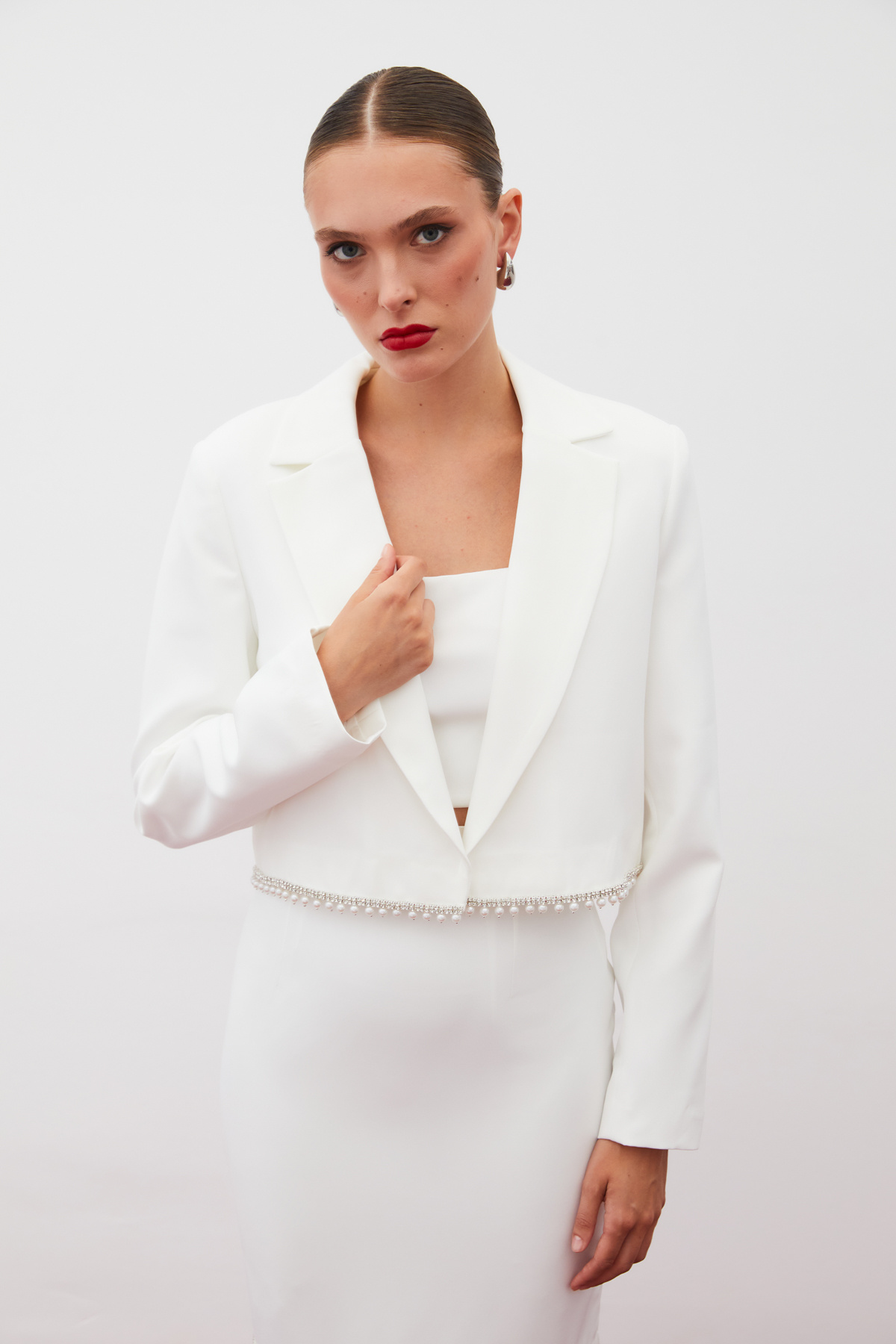 Aksesuarlı Kısa Ceket - EKRU