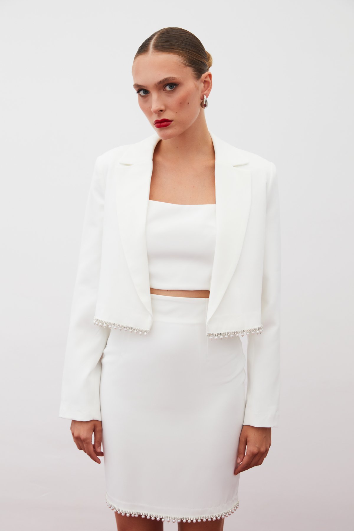 Aksesuarlı Kısa Ceket - EKRU