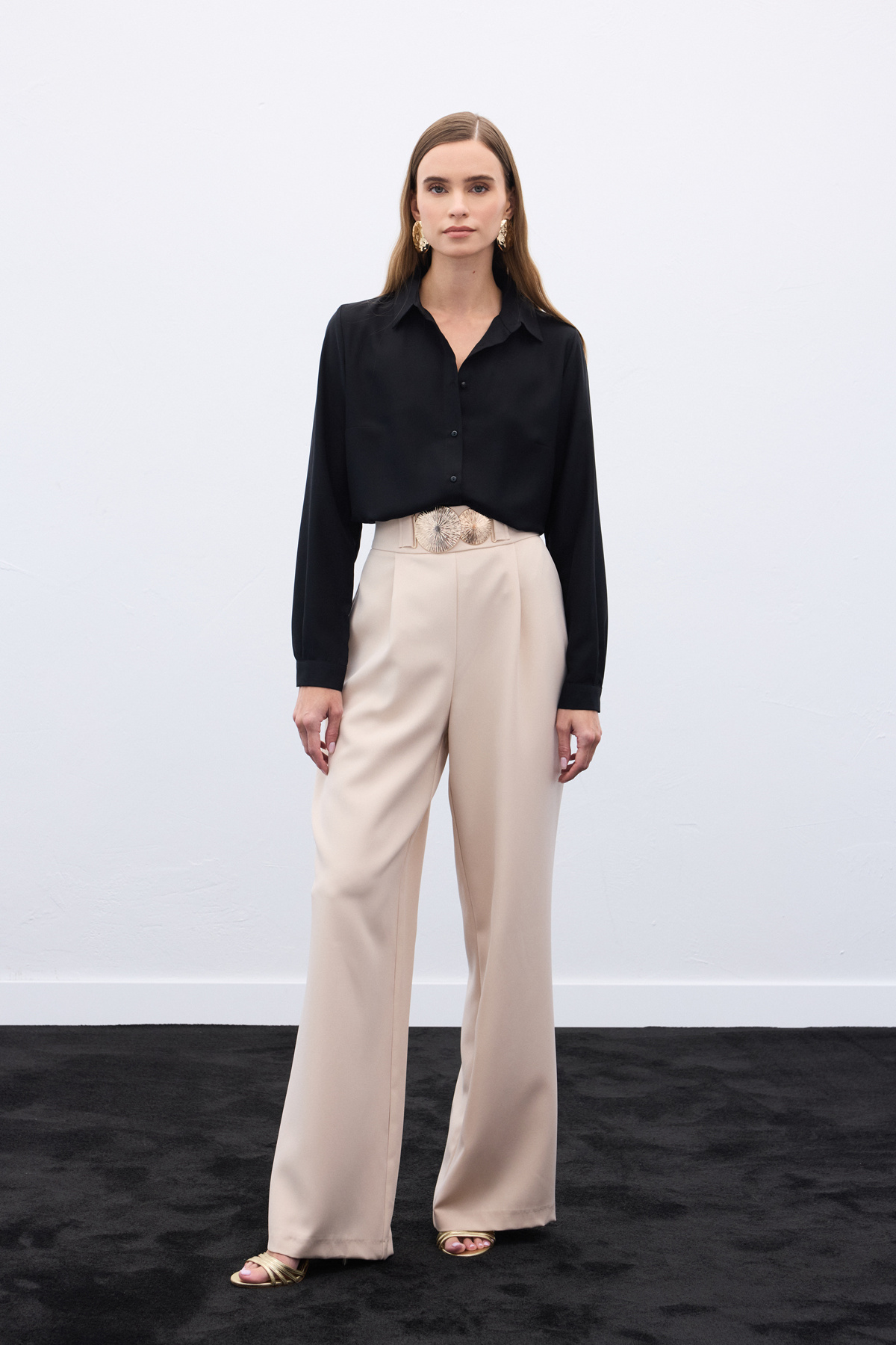 Aksesuarlı Pantolon - Bej