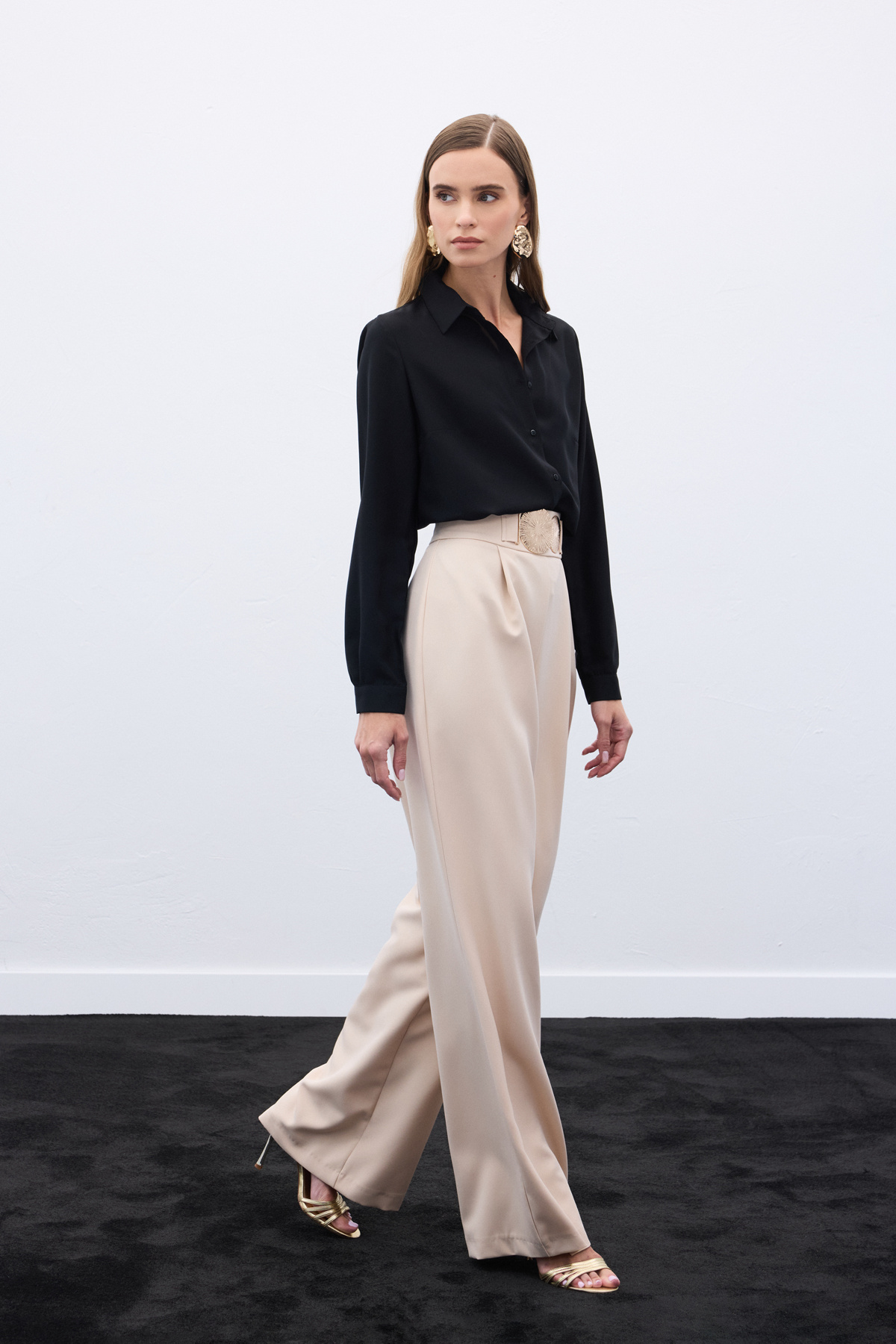 Aksesuarlı Pantolon - Bej