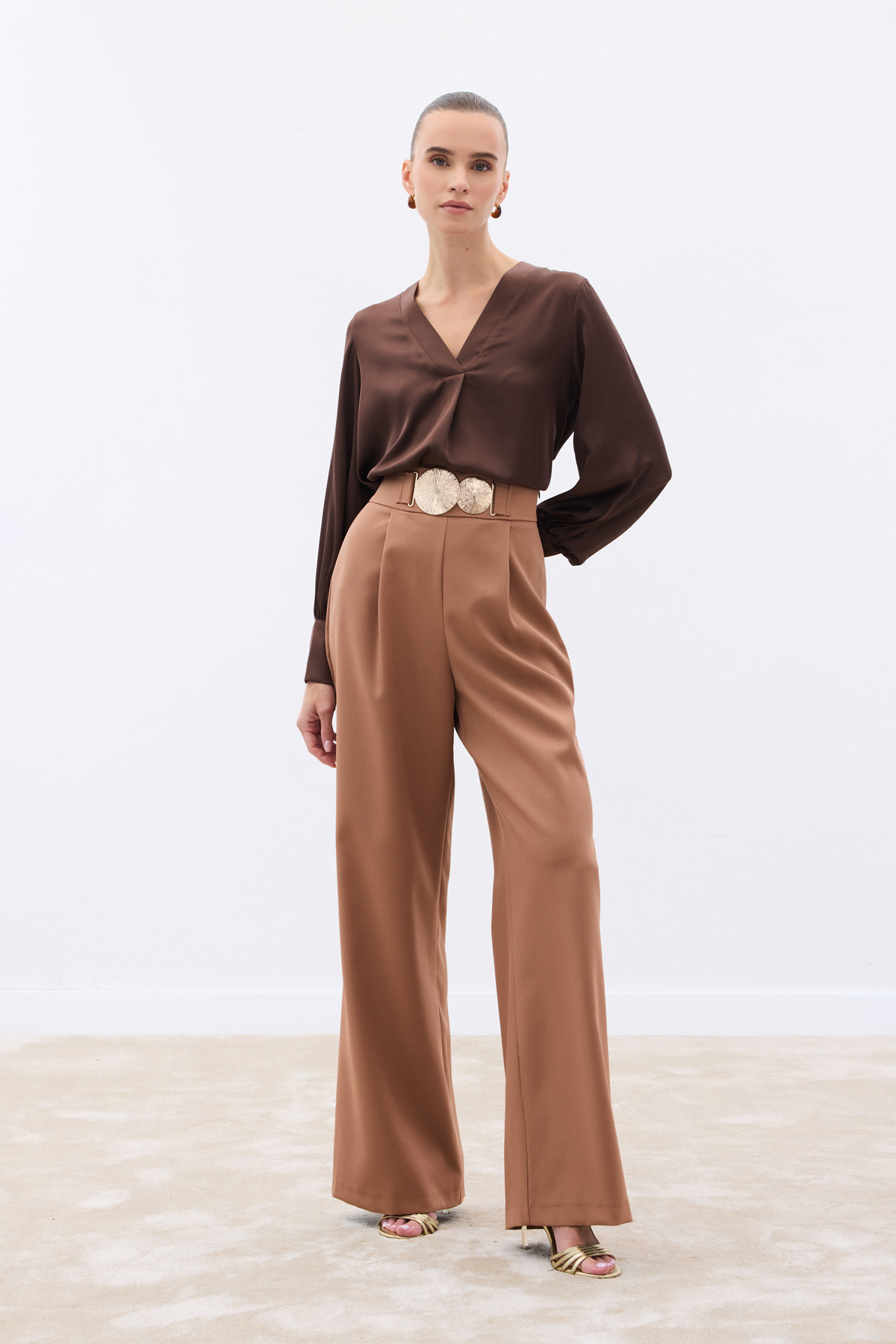 Aksesuarlı Pantolon - Camel