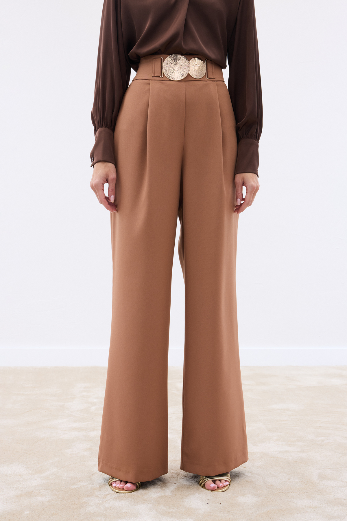 Aksesuarlı Pantolon - Camel