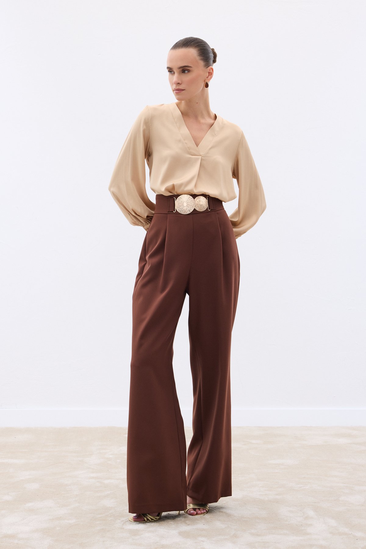 Aksesuarlı Pantolon - Kahve