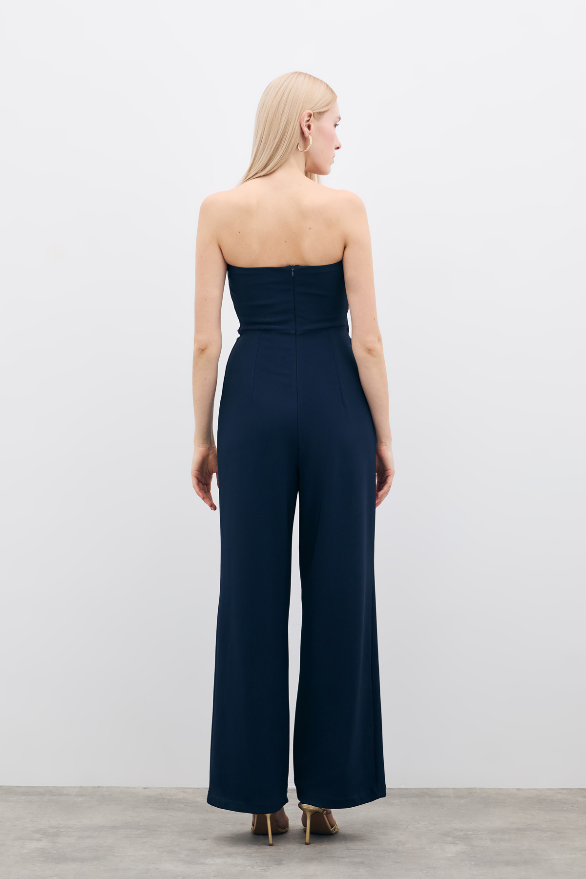 Aksesuarlı Straplez Tulum - Lacivert