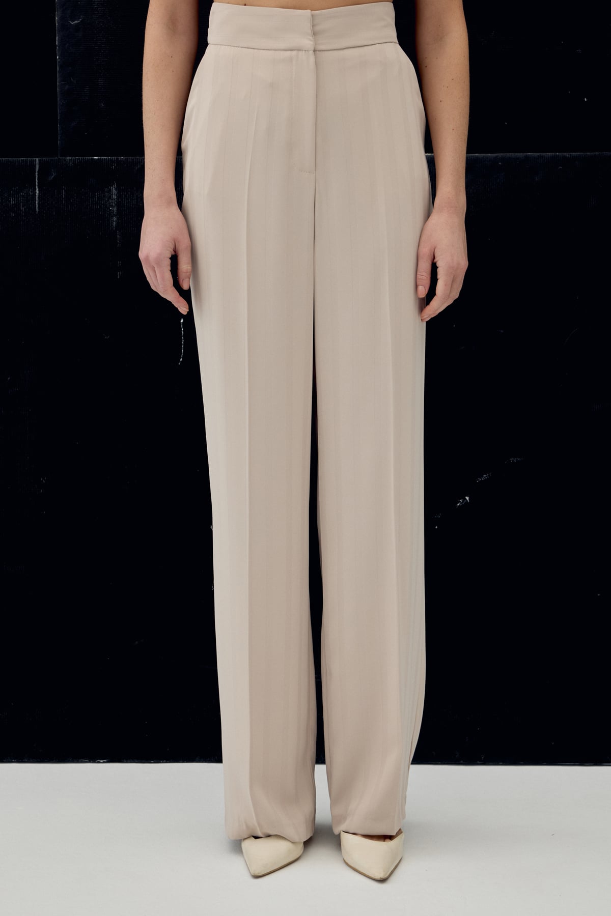 Anna Çizgili Pantolon - Bej