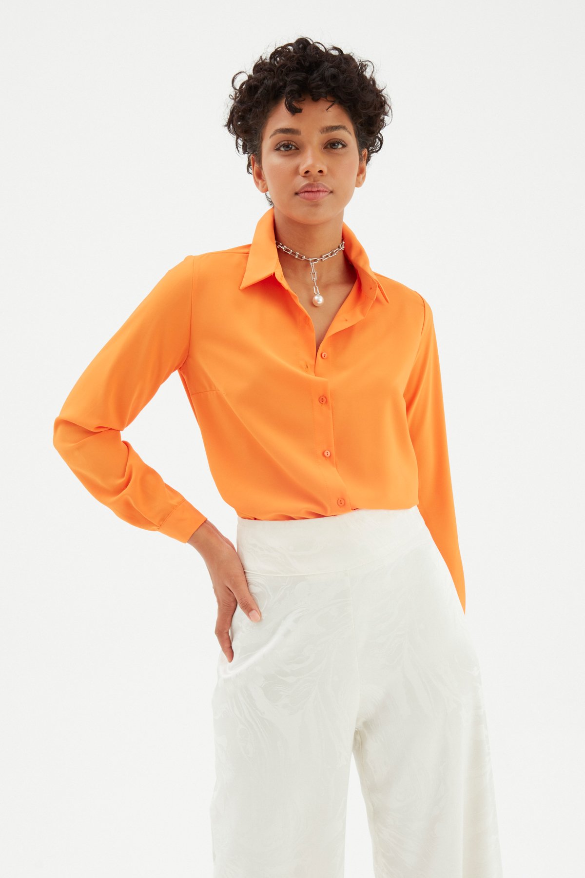 Arkası uzun gömlek - ORANJ