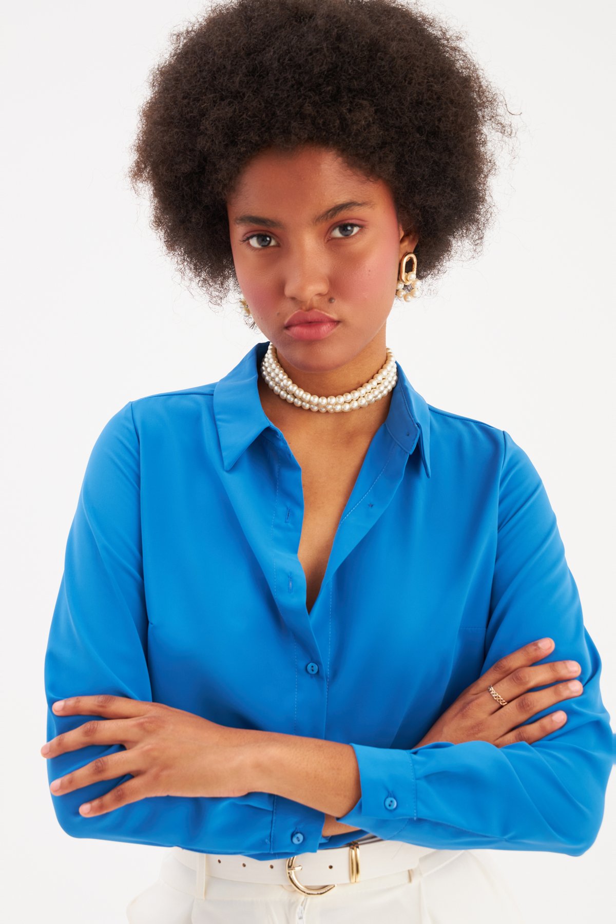 Arkası uzun gömlek - SAX MAVİ