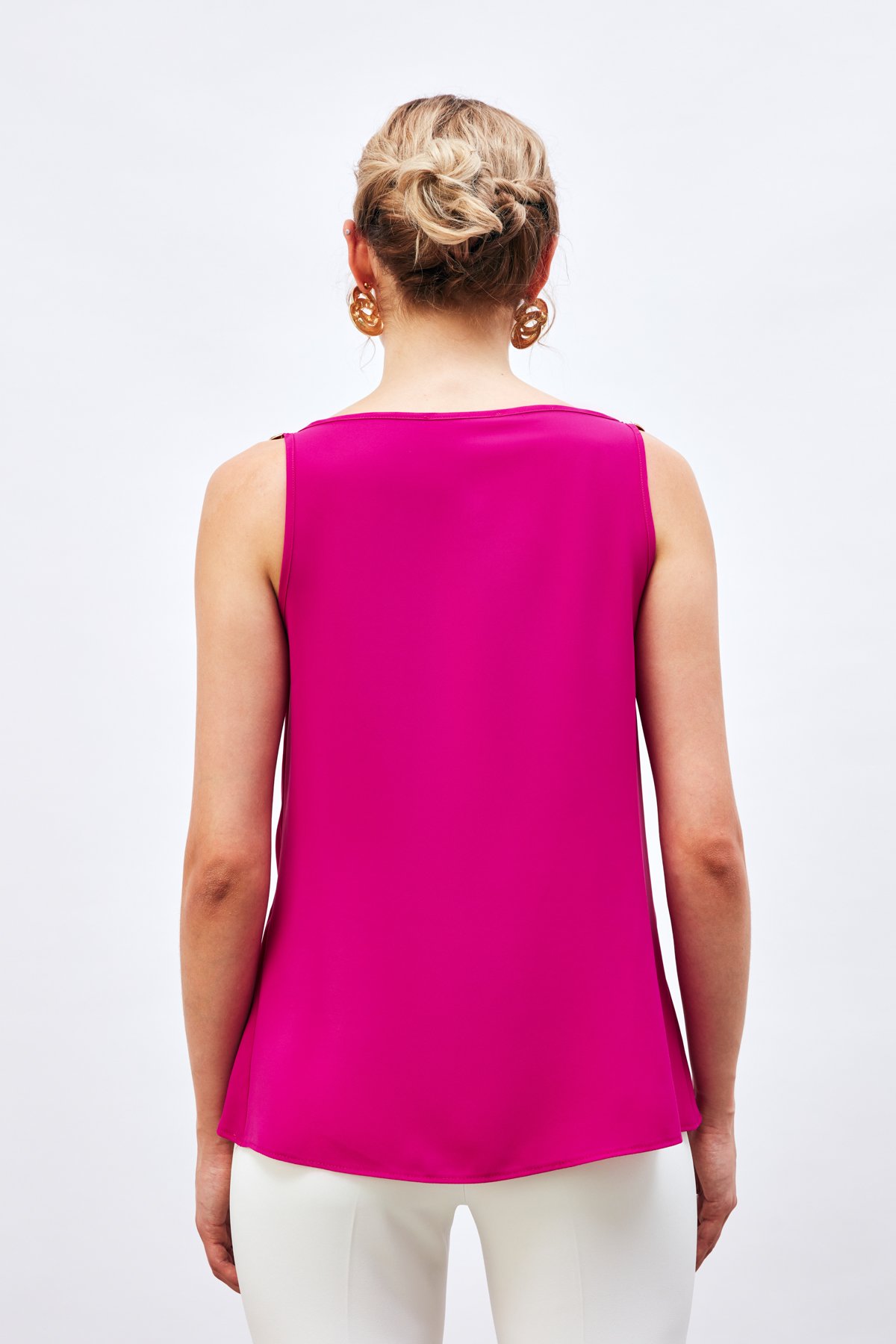 Askı Aksesuar Detaylı Degaje Bluz - FUŞYA