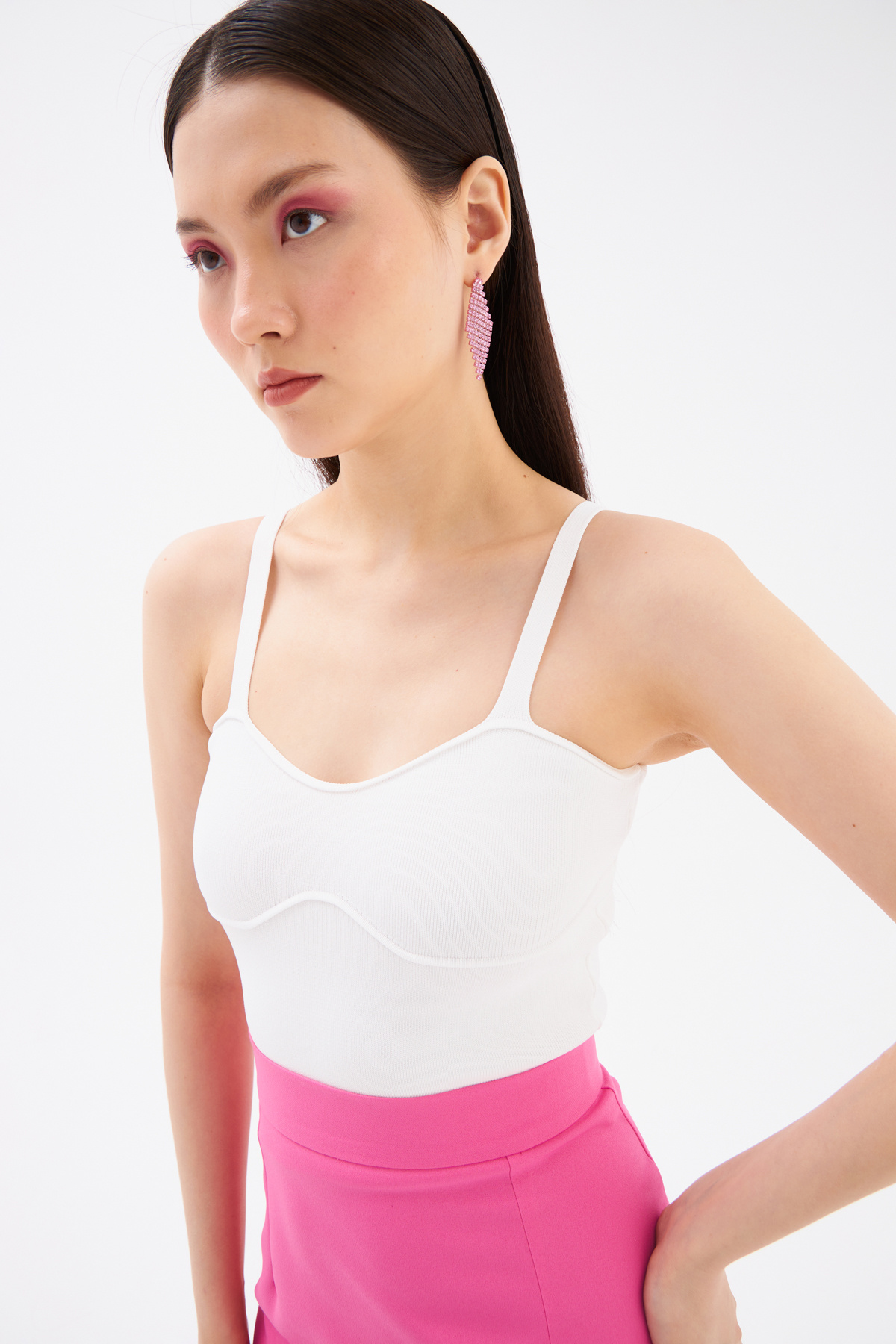 Strap Crop Knitwear Blouse - ECRU