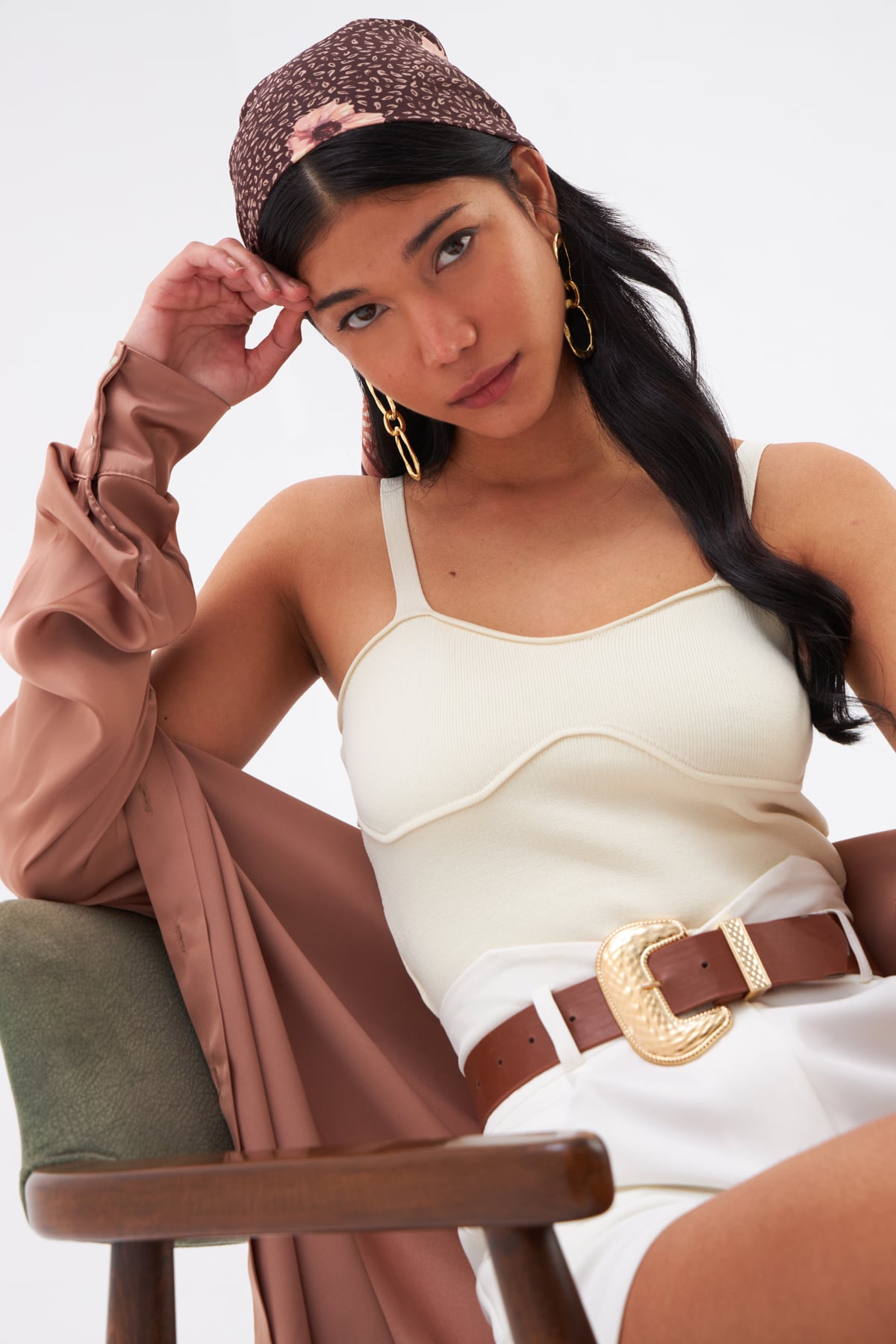 Strap Crop Knitwear Blouse - STONE