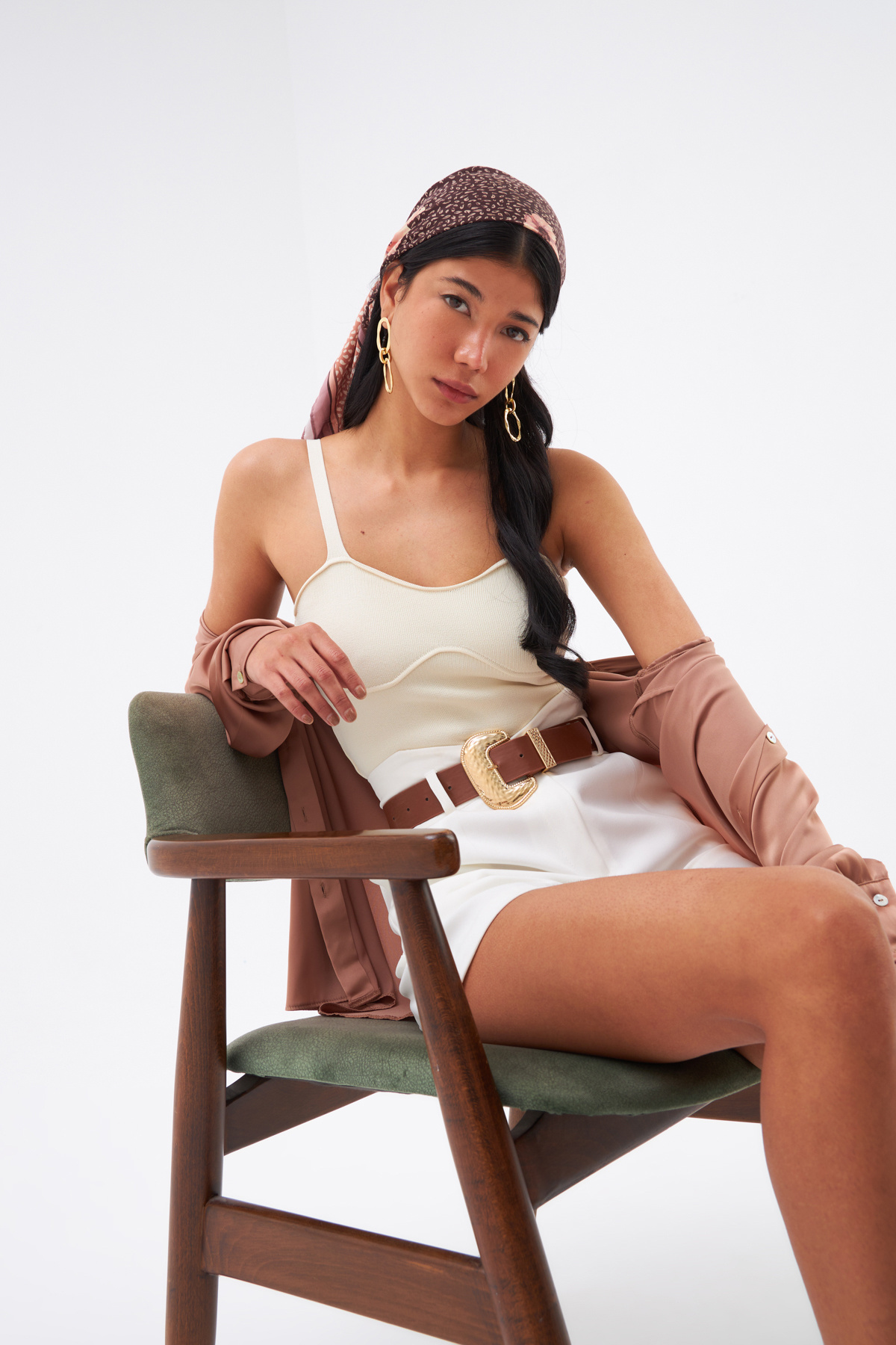 Strap Crop Knitwear Blouse - STONE