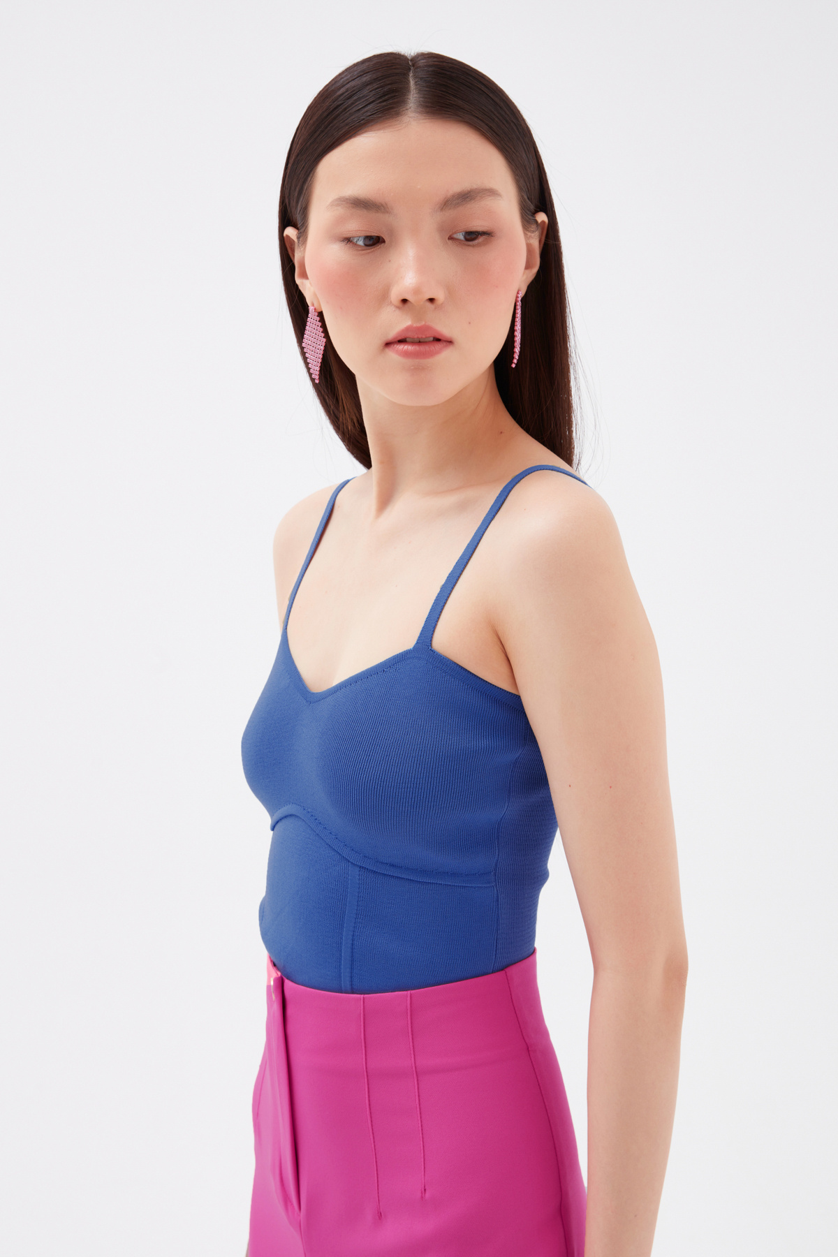 Askılı crop triko - İNDİGO
