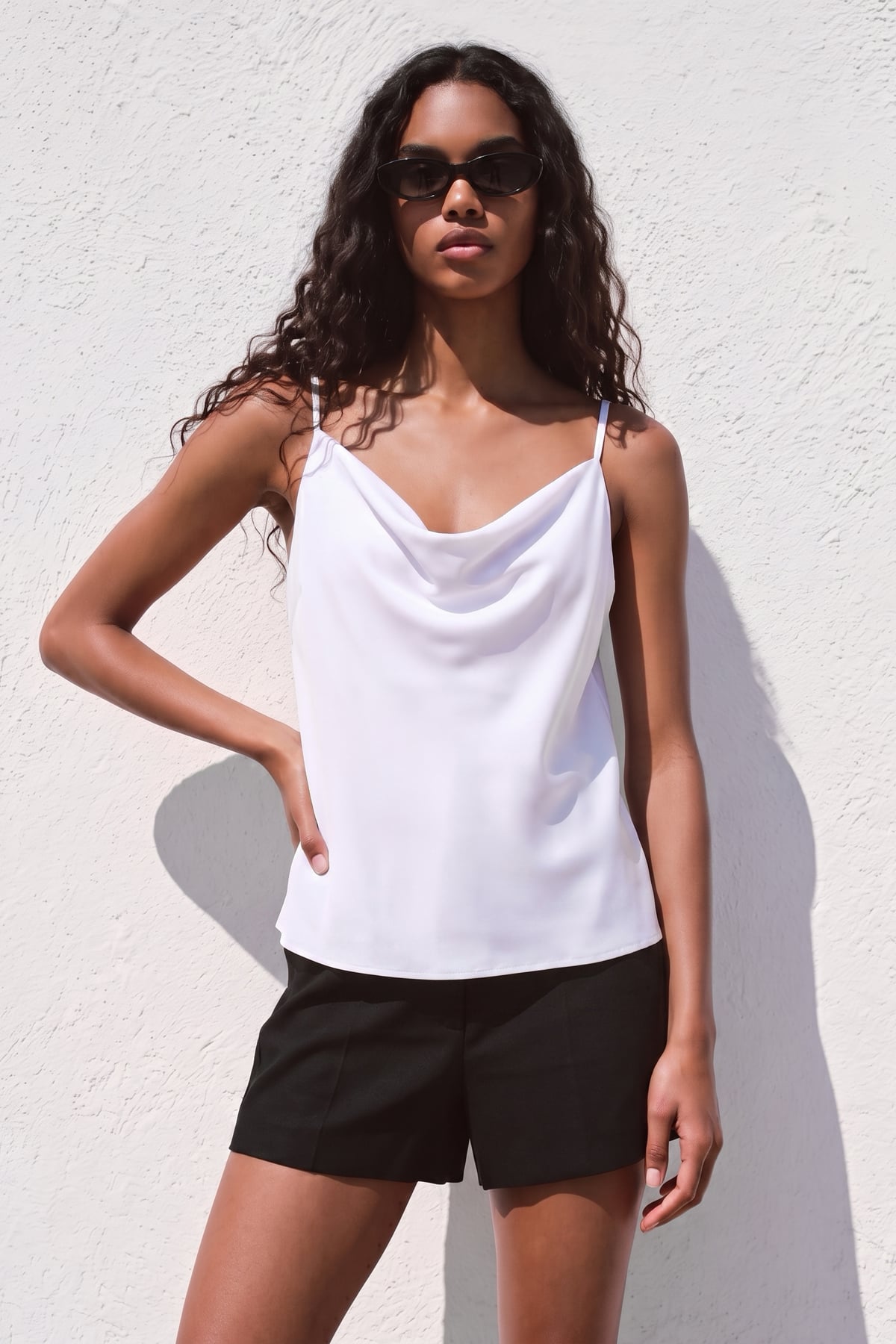 Strappy Cowl Neck Blouse - Ecru