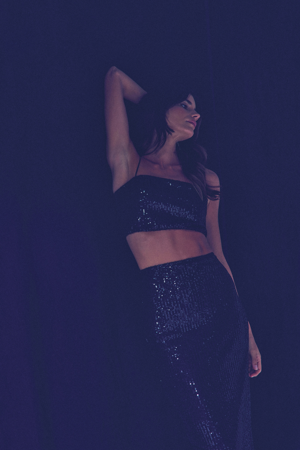 Askılı Payetli Crop Bluz - SİYAH