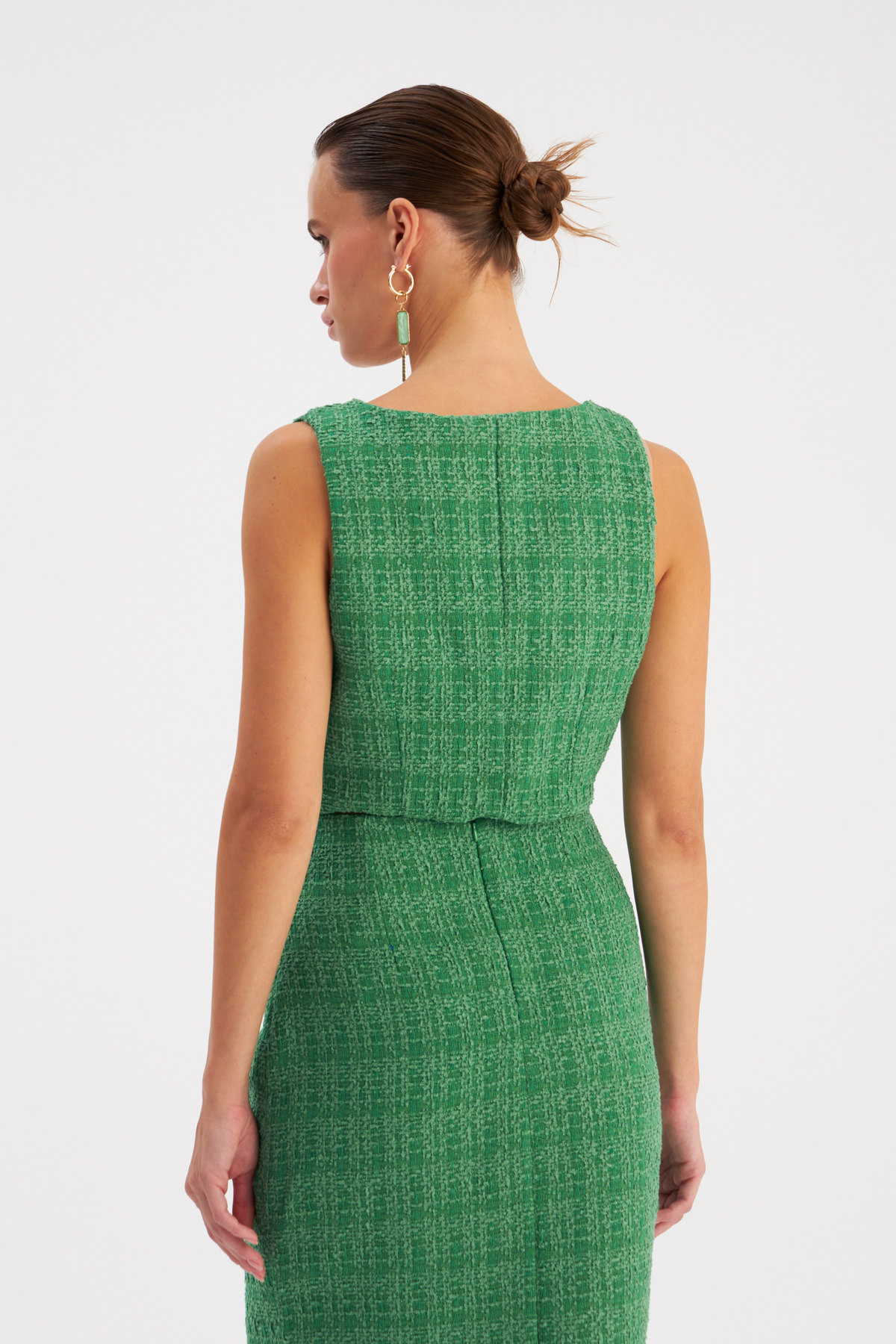 Askılı Tüvit Crop Bluz - K.YEŞİL