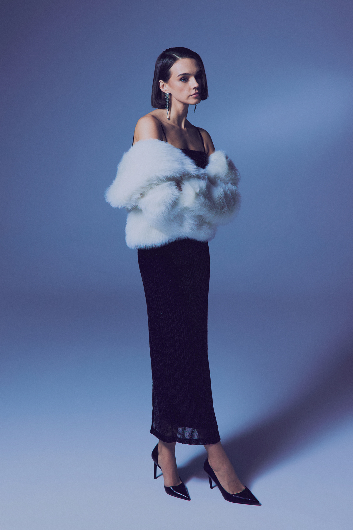 Askılı Uzun Payet Elbise - Siyah