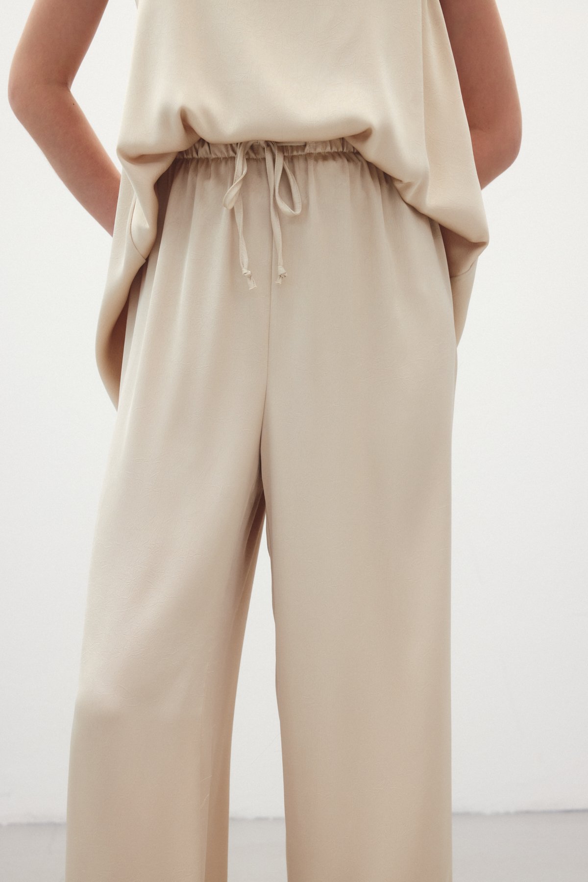 Bağcıklı Salaş Pantolon - Bej