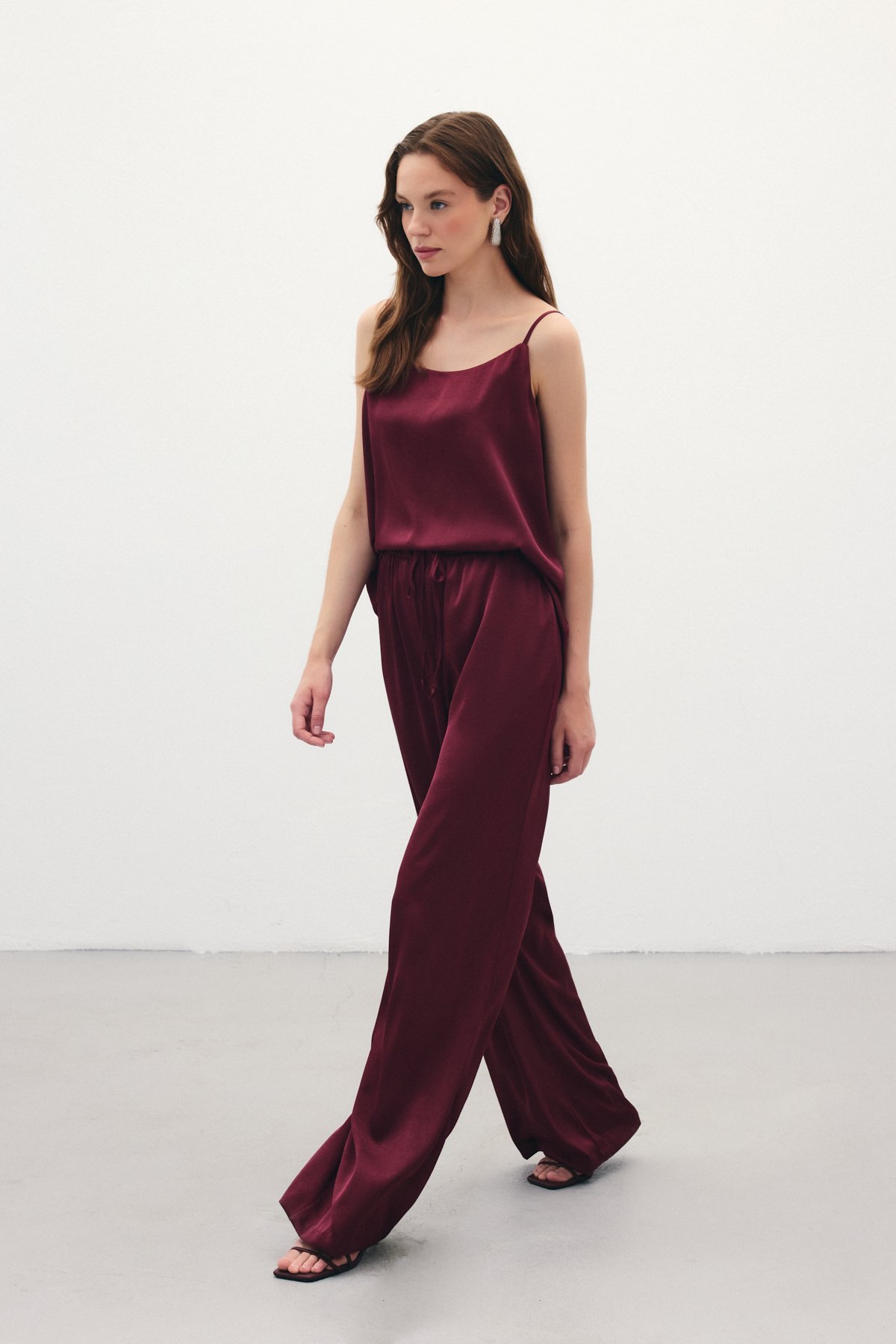 Bağcıklı Salaş Pantolon - Bordo