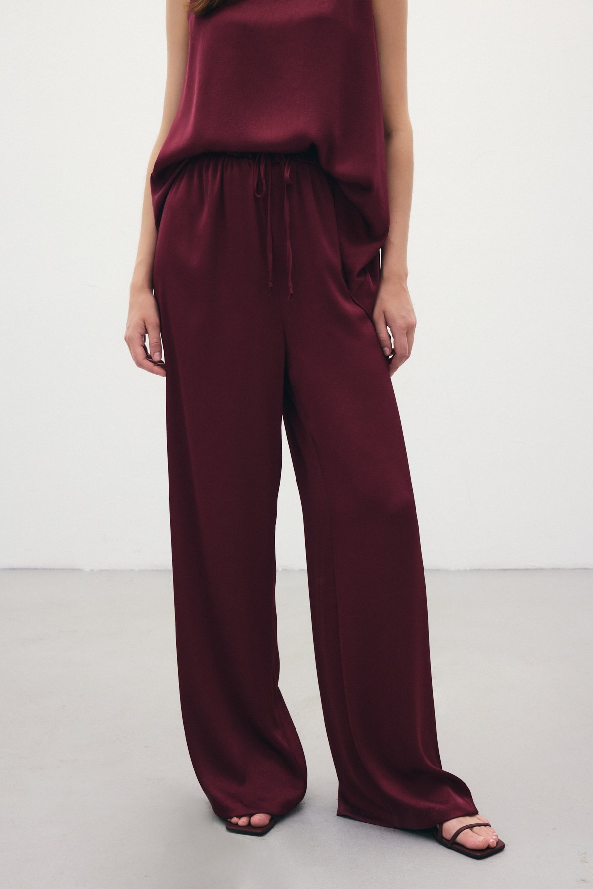 Bağcıklı Salaş Pantolon - Bordo